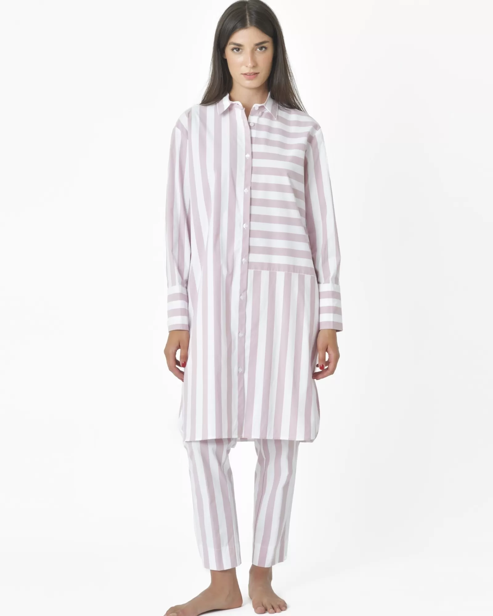 La Piscine Paris Pantalon coupe droite à rayure Vicario Cinque Rose New