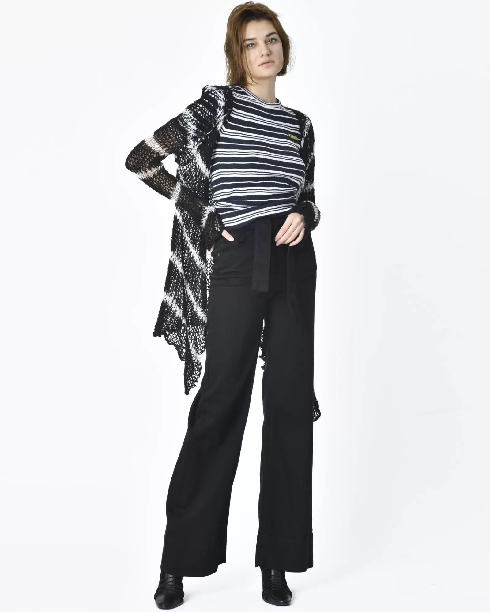 La Piscine Paris Pantalon denim à ceinture Dl1961 Noir New