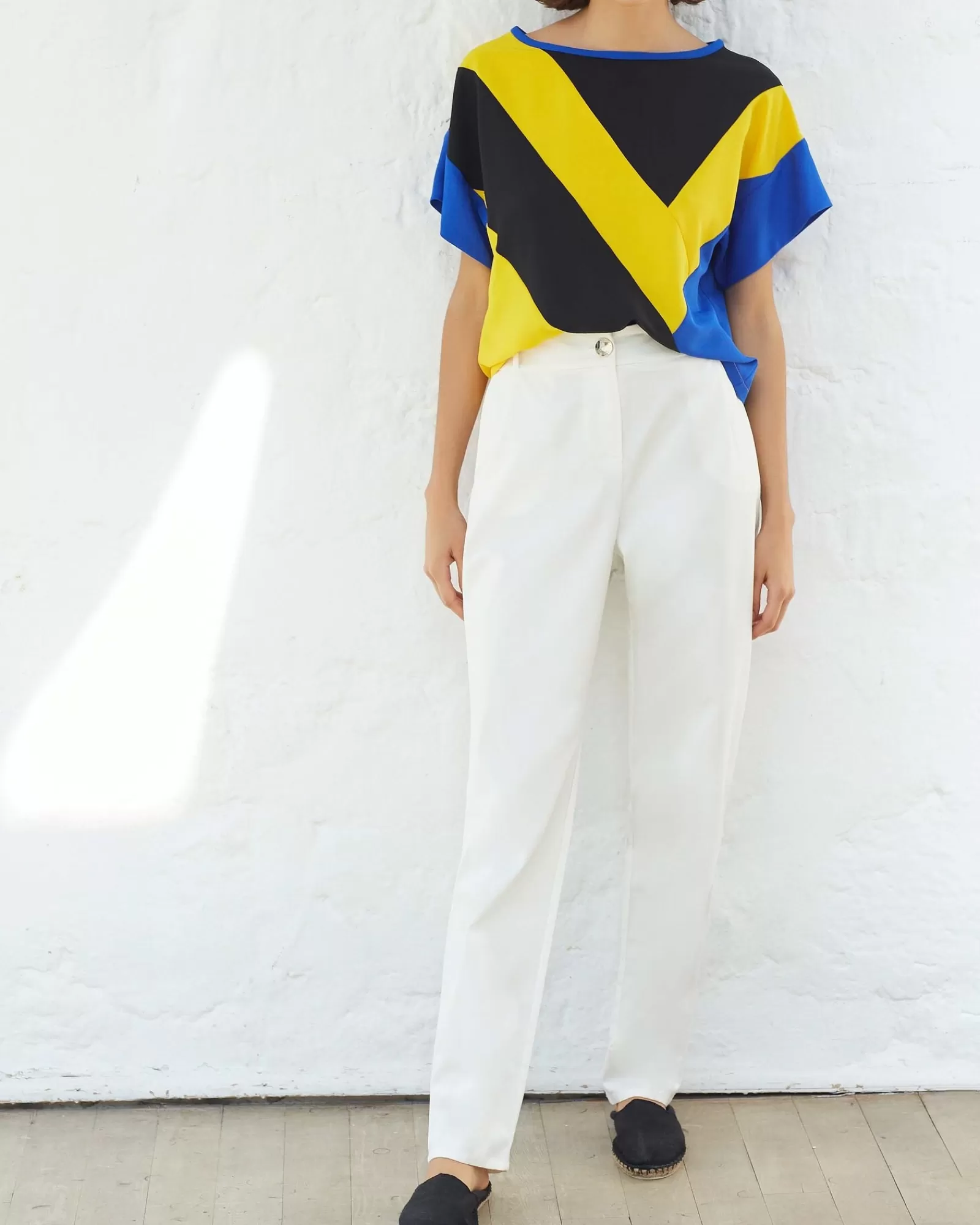 La Piscine Paris Pantalon droit en coton et viscose Chacok Blanc Best