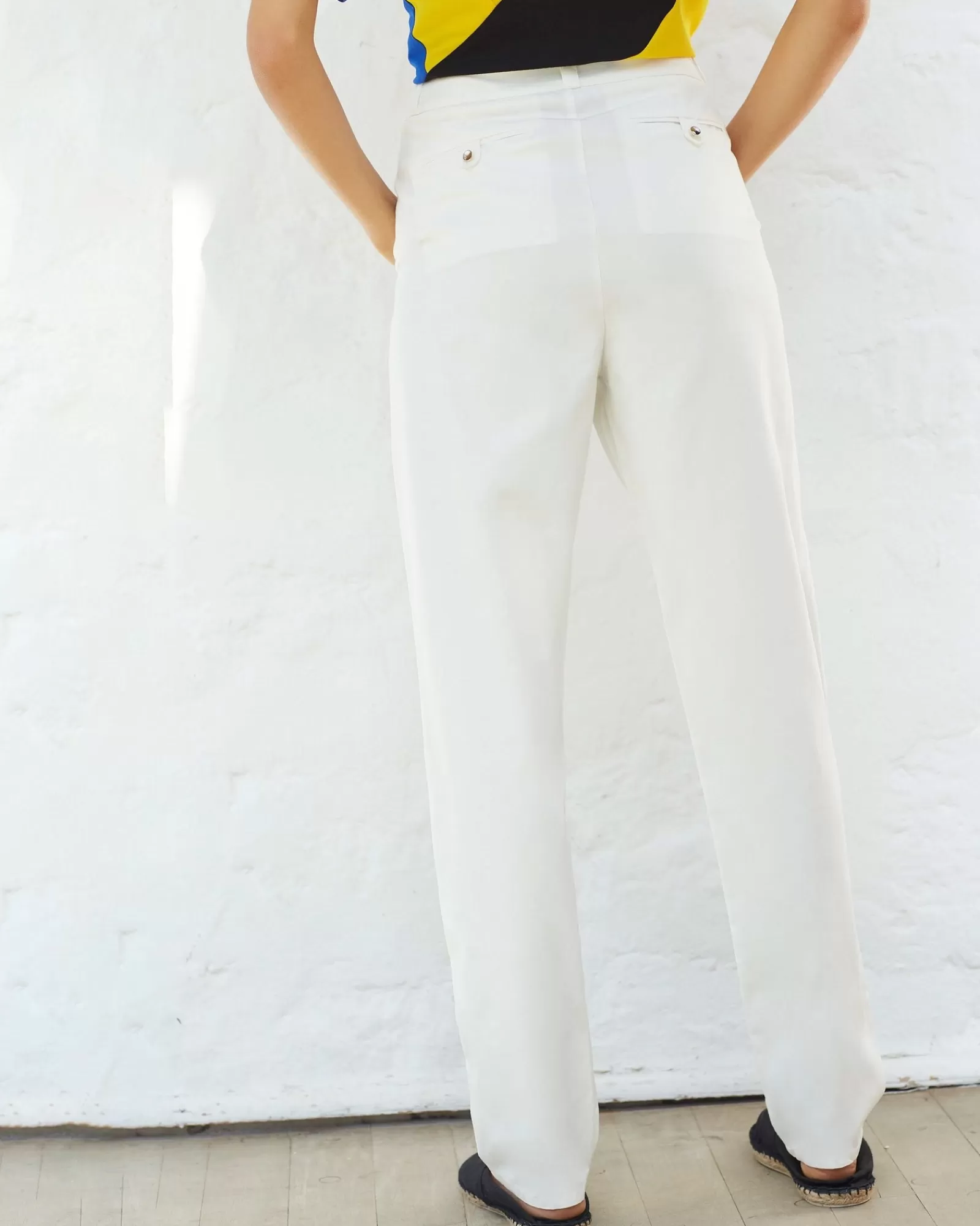 La Piscine Paris Pantalon droit en coton et viscose Chacok Blanc Best