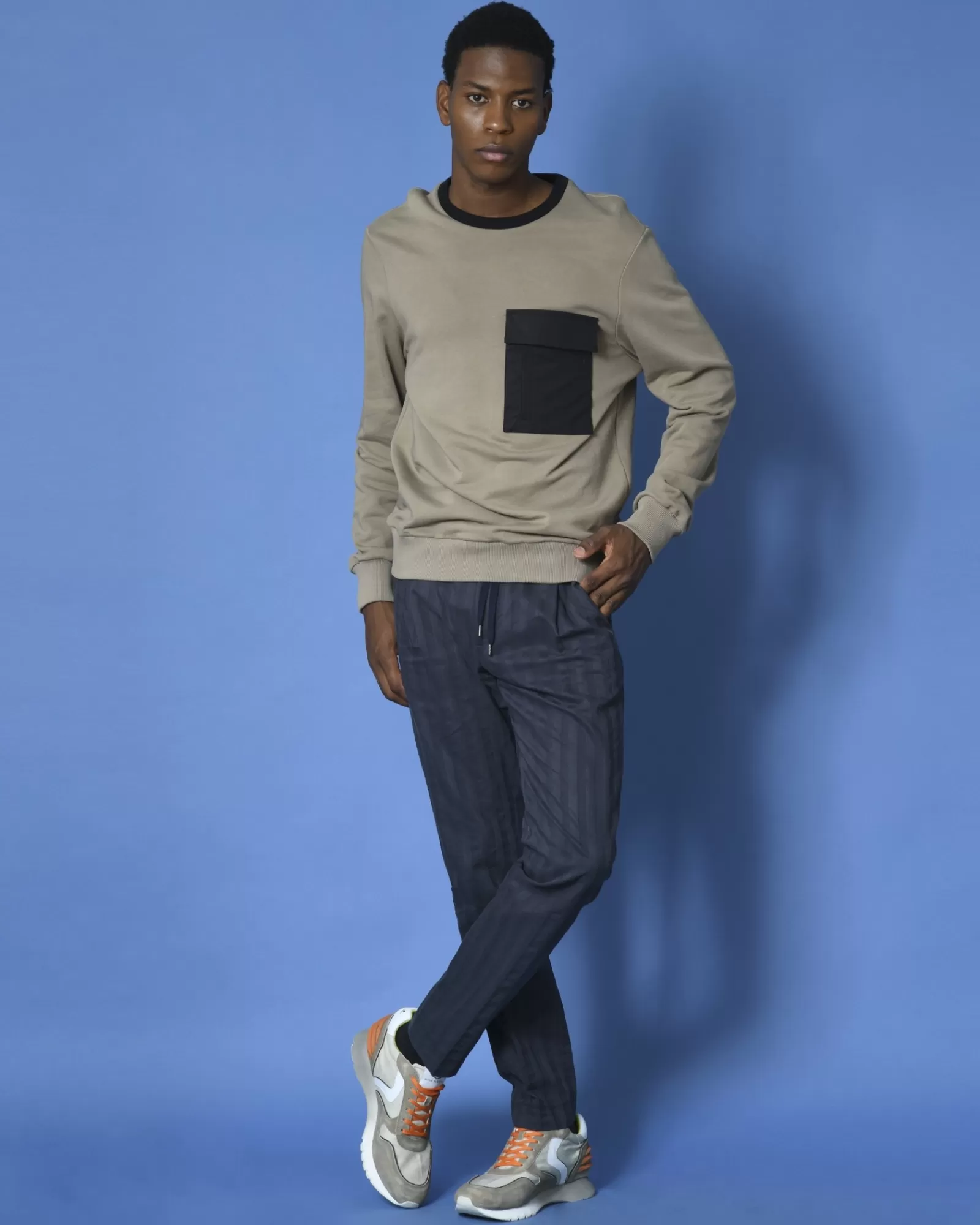 La Piscine Paris Pantalon droit en sergé de tencel mélangé Ly Adams Bleu Outlet