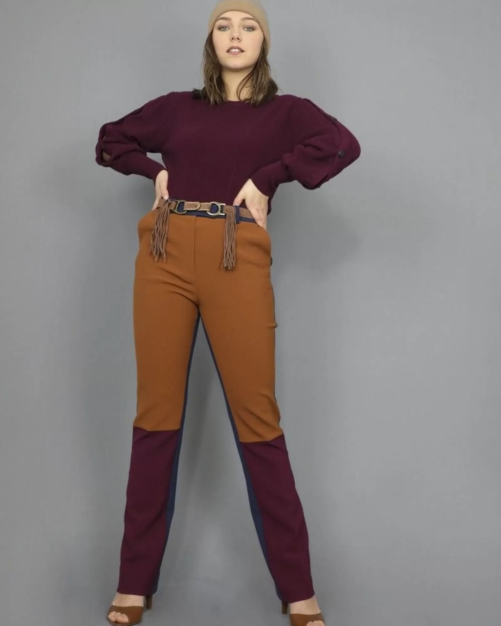 La Piscine Paris Pantalon droit multicolore marine Space Simona Corsellini Bleu Flash Sale