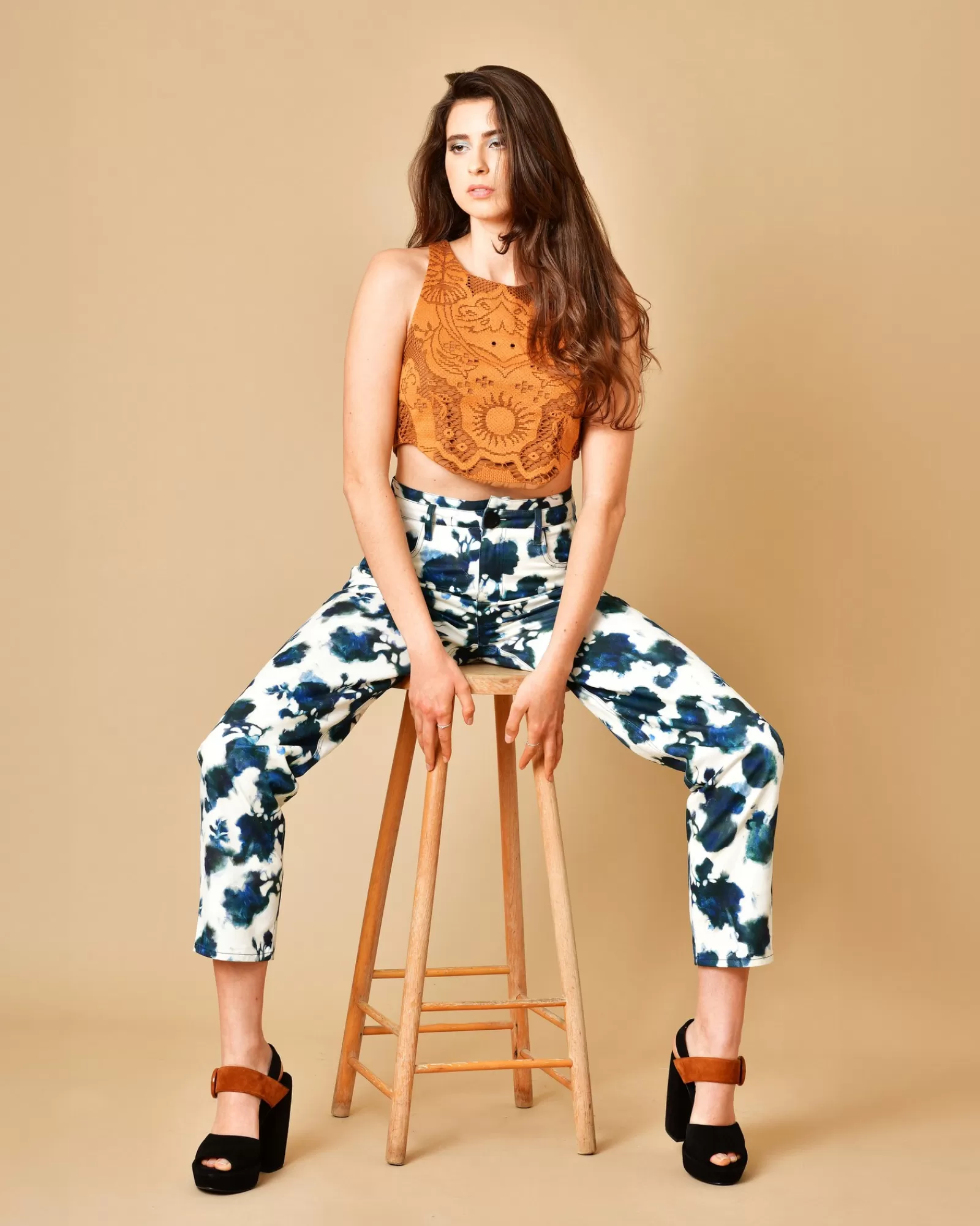 La Piscine Paris Pantalon en coton à imprimé graphique Chloé Stora Bleu Flash Sale