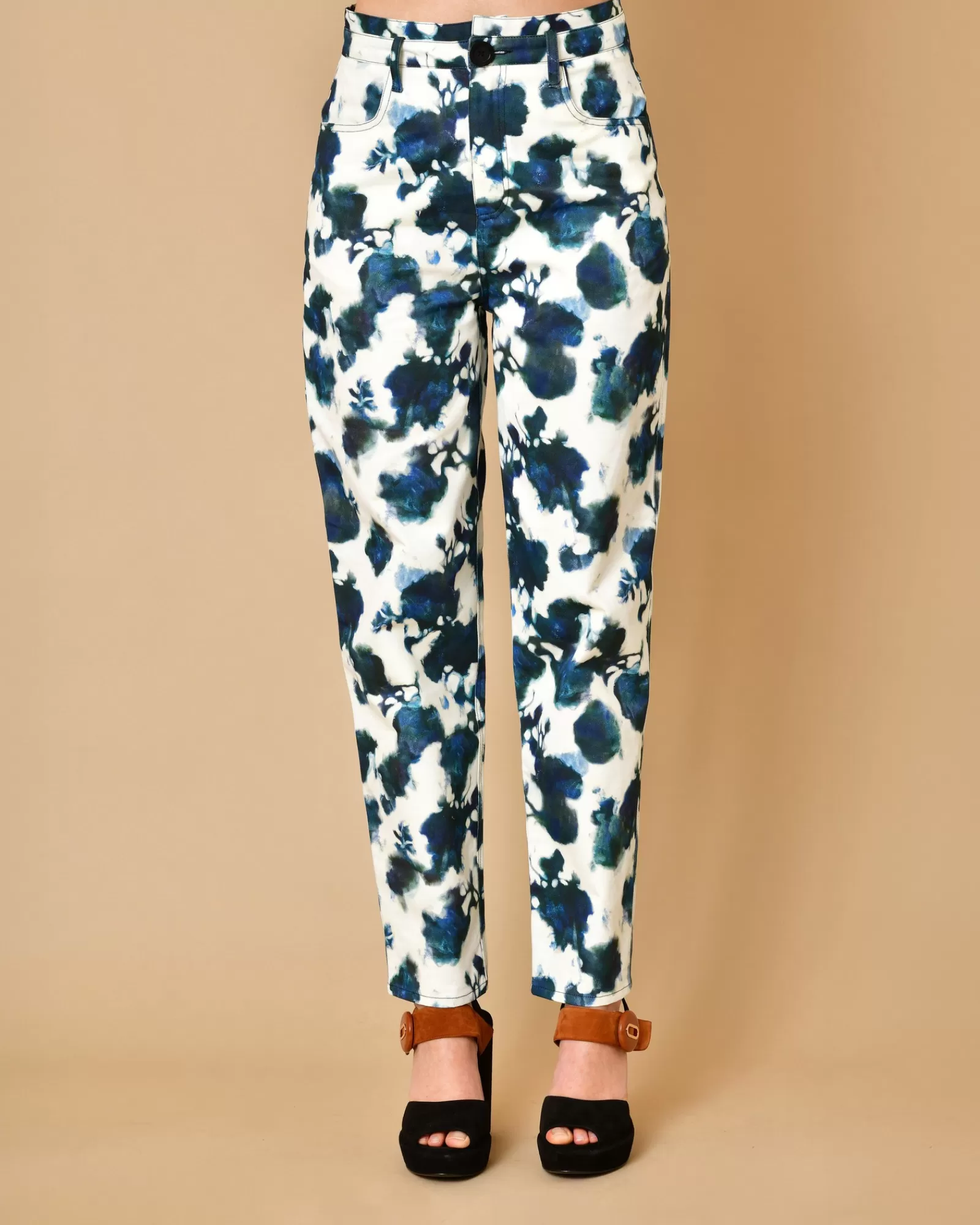 La Piscine Paris Pantalon en coton à imprimé graphique Chloé Stora Bleu Flash Sale