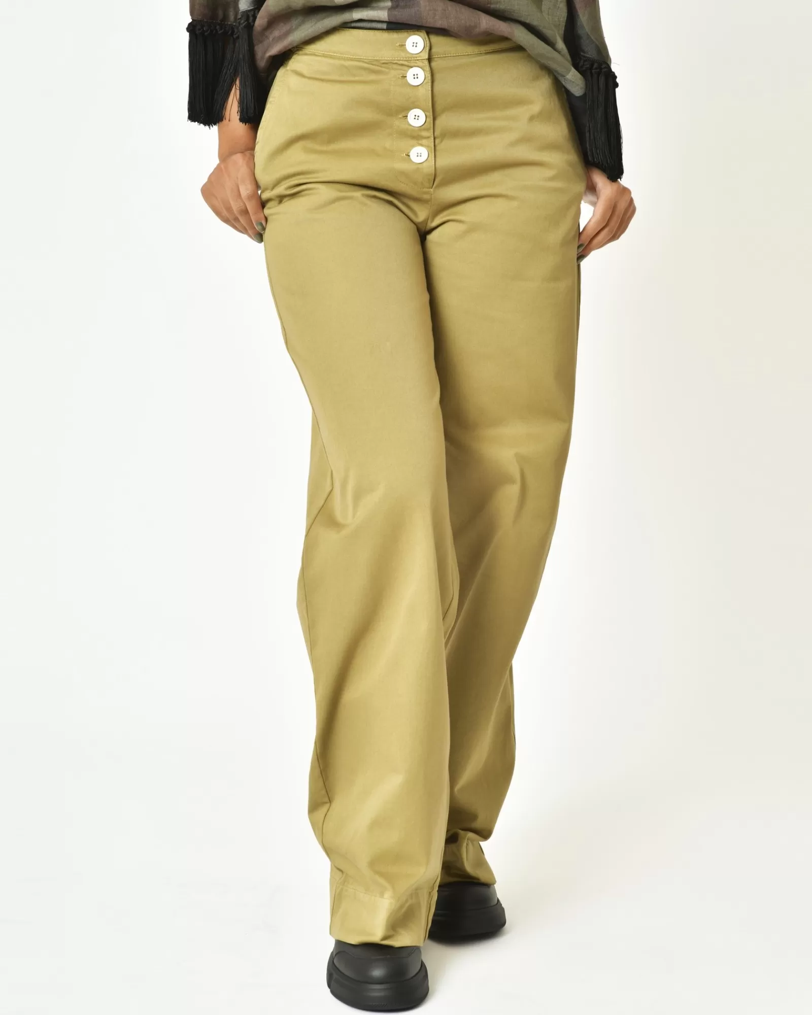 La Piscine Paris Pantalon en coton évasé AVN Beige Flash Sale