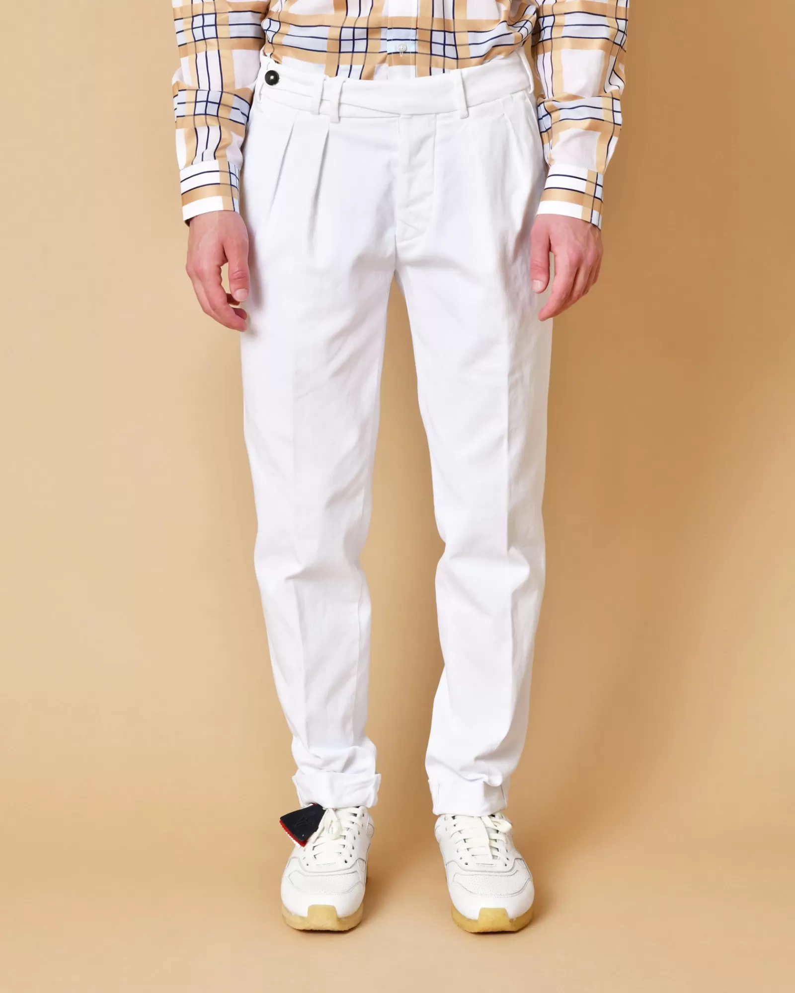 La Piscine Paris Pantalon en coton à pinces Michael Coal Blanc Online