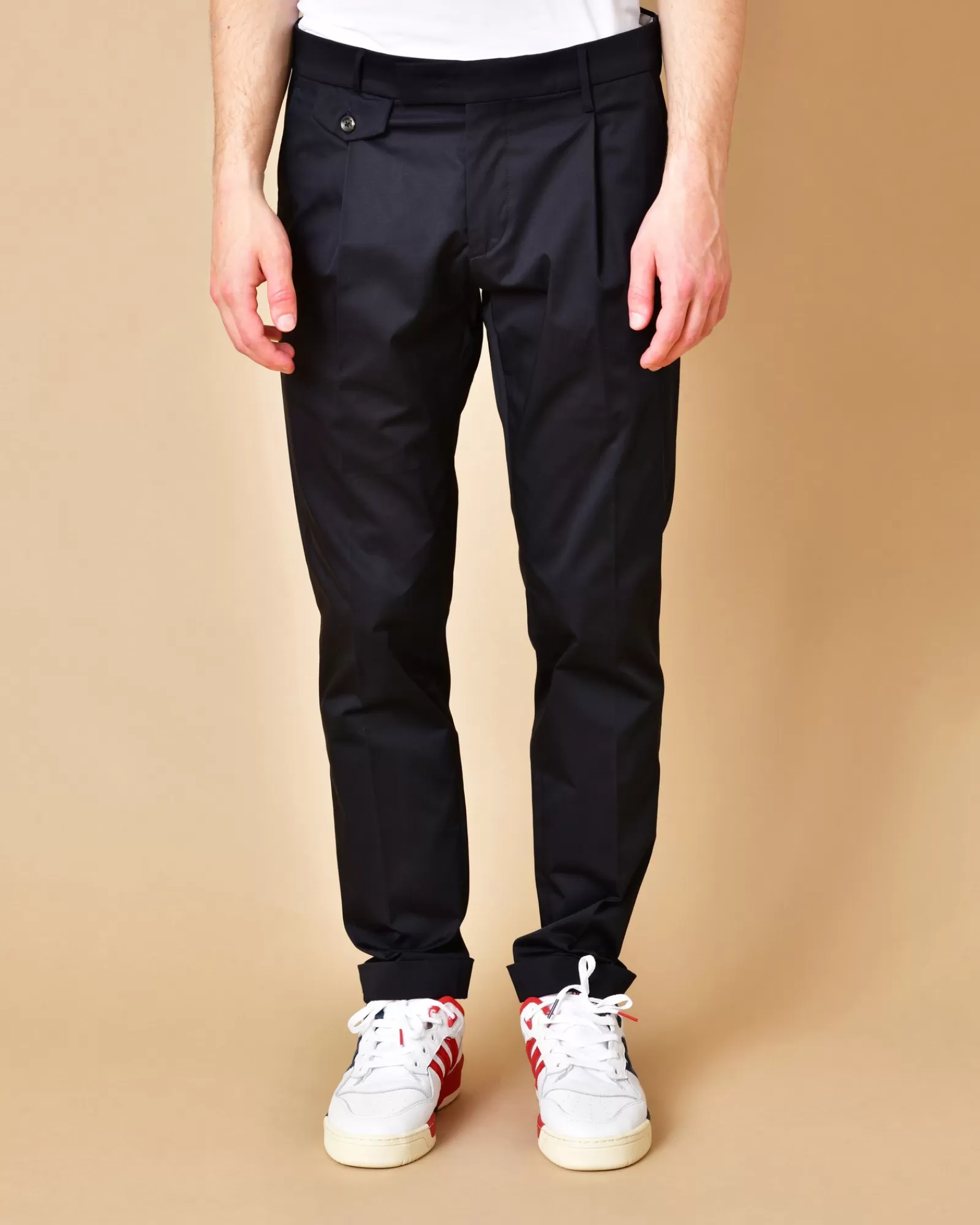 La Piscine Paris Pantalon en coton à pinces Michael Coal Bleu Online