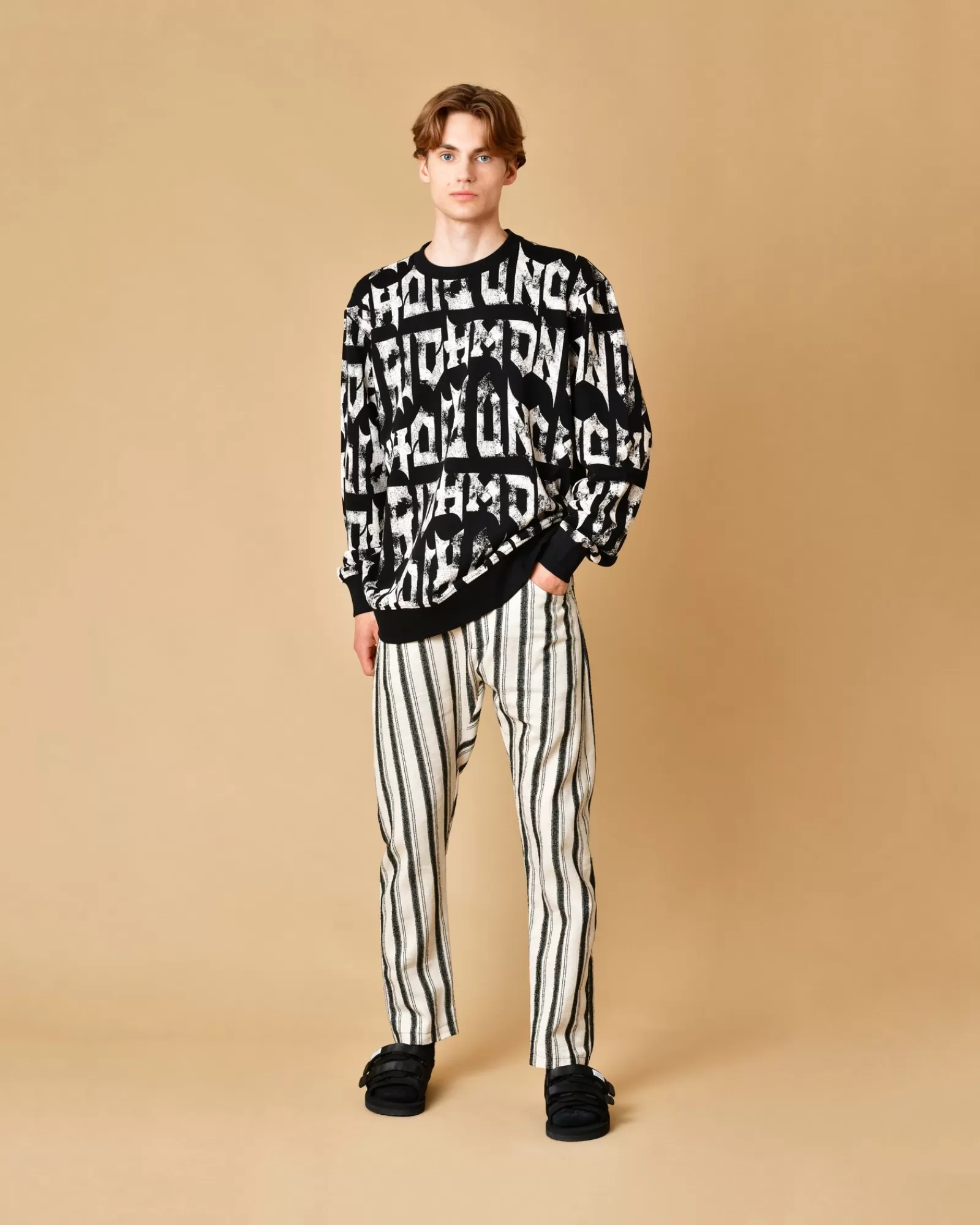 La Piscine Paris Pantalon en coton et lin mélangés à rayures Nostra Santissima Beige Outlet