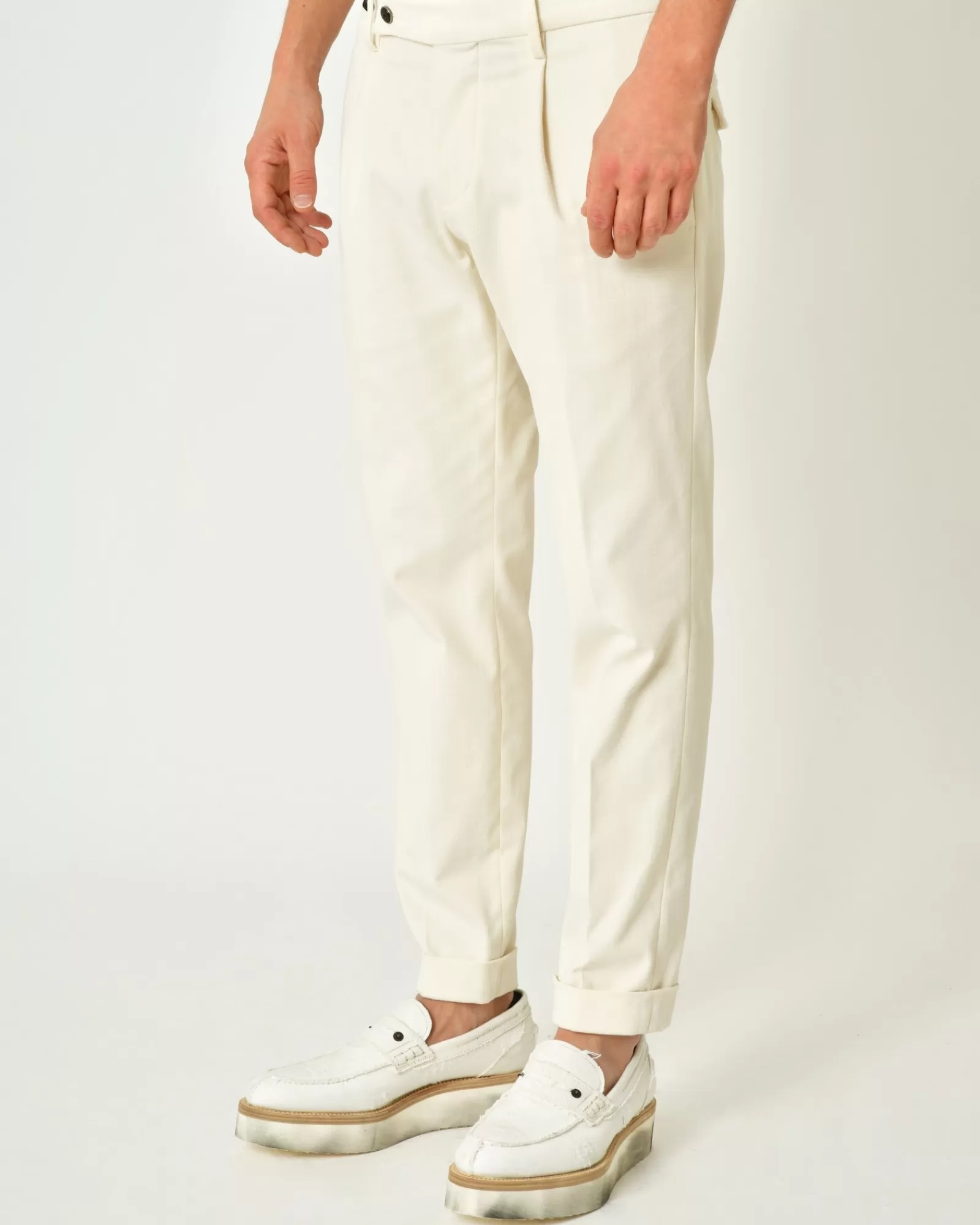 La Piscine Paris Pantalon en coton ivoire à plis Michele Carbone Blanc New
