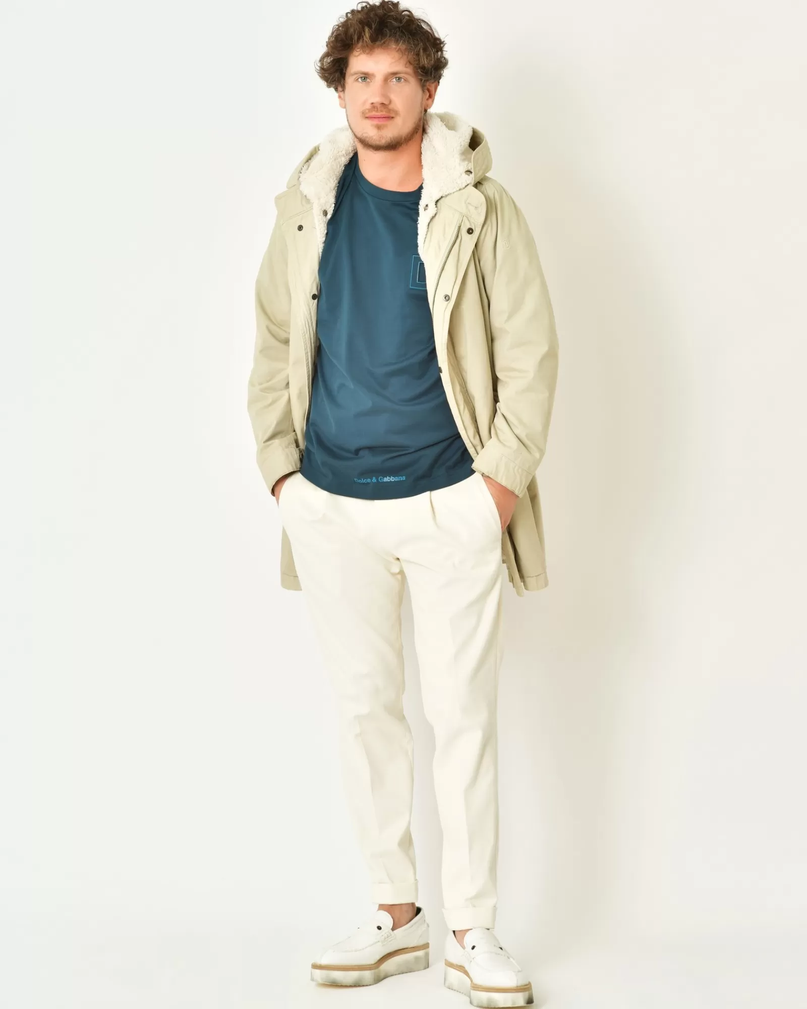 La Piscine Paris Pantalon en coton ivoire à plis Michele Carbone Blanc New