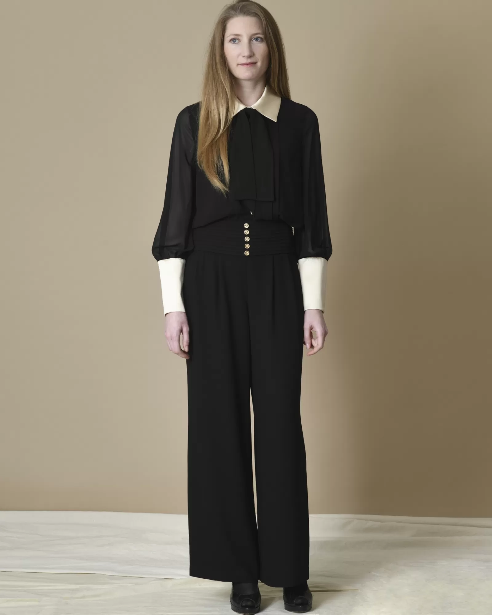 La Piscine Paris Pantalon en crêpe à plis Edward Achour Noir Best