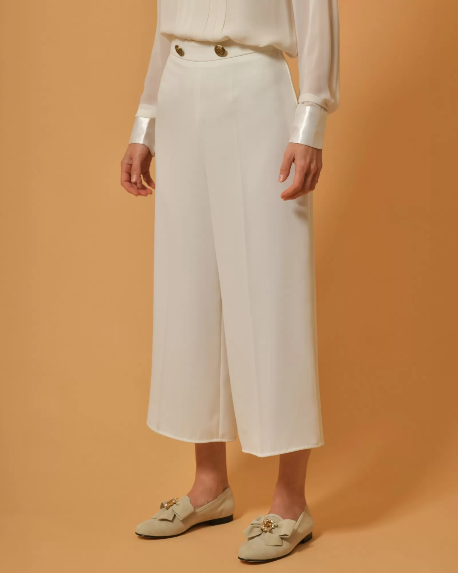 La Piscine Paris Pantalon en crêpe Elisabetta Franchi Blanc Shop