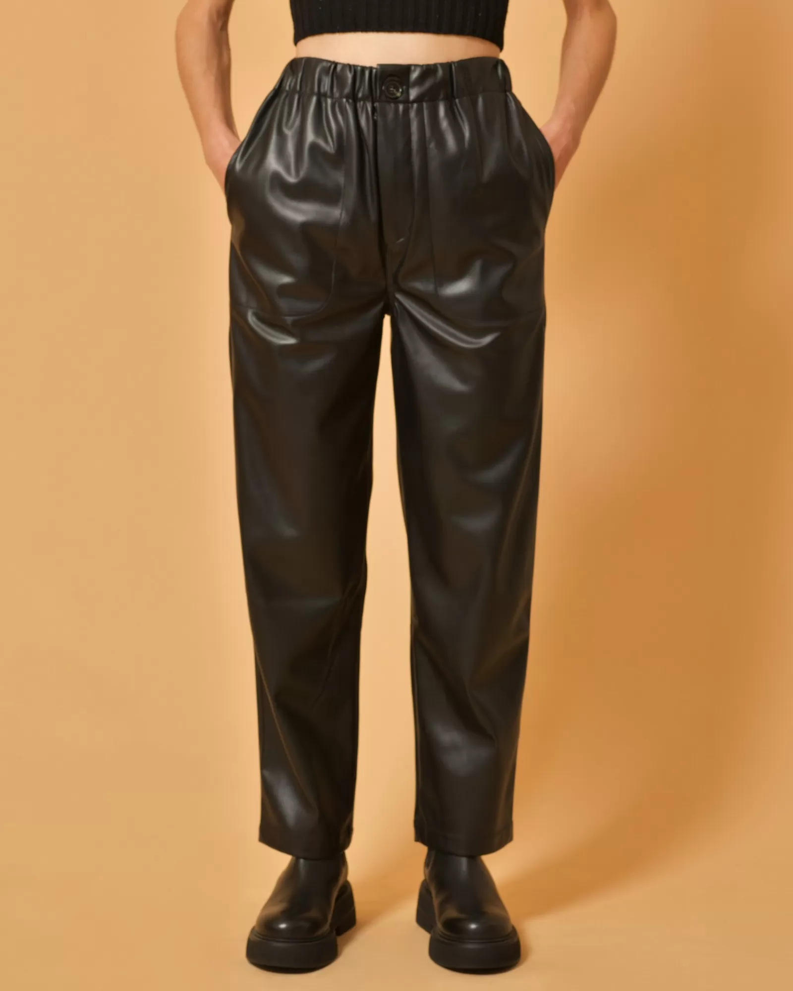La Piscine Paris Pantalon en cuir synthétique Chloé Stora Noir Flash Sale