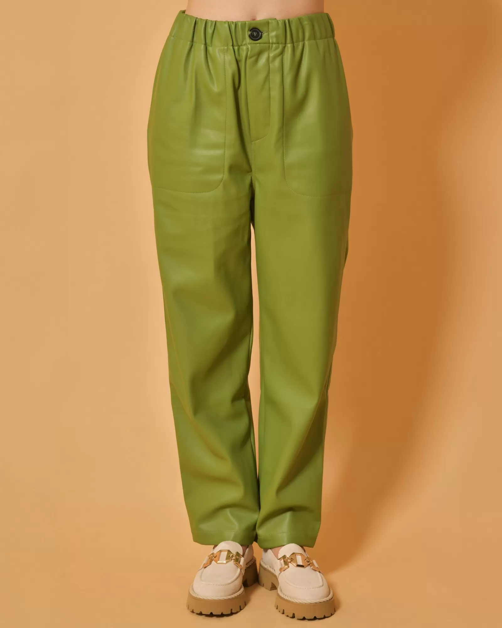 La Piscine Paris Pantalon en cuir synthétique Chloé Stora Vert Fashion