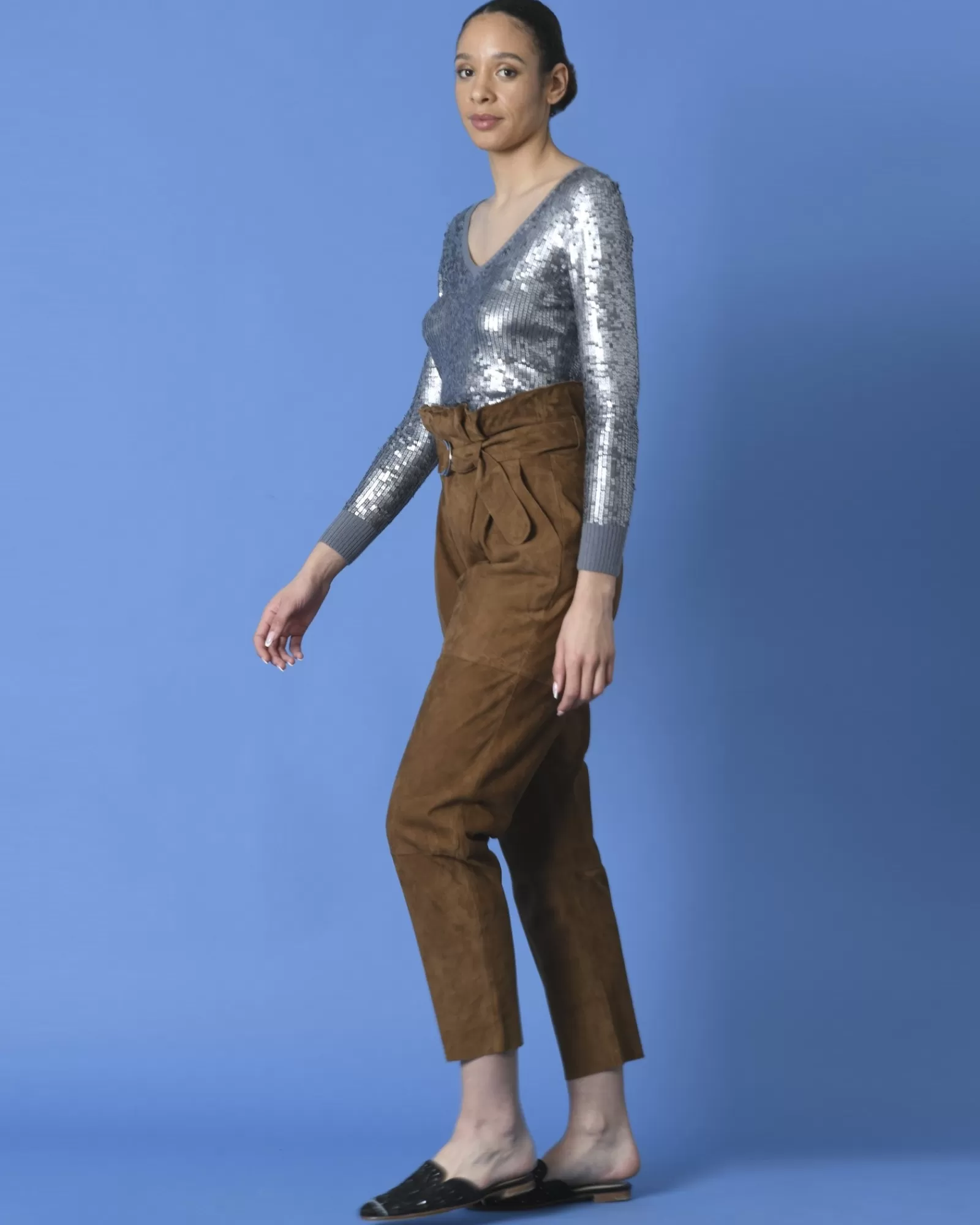 La Piscine Paris Pantalon en daim P.A.R.O.S.H Marron Best
