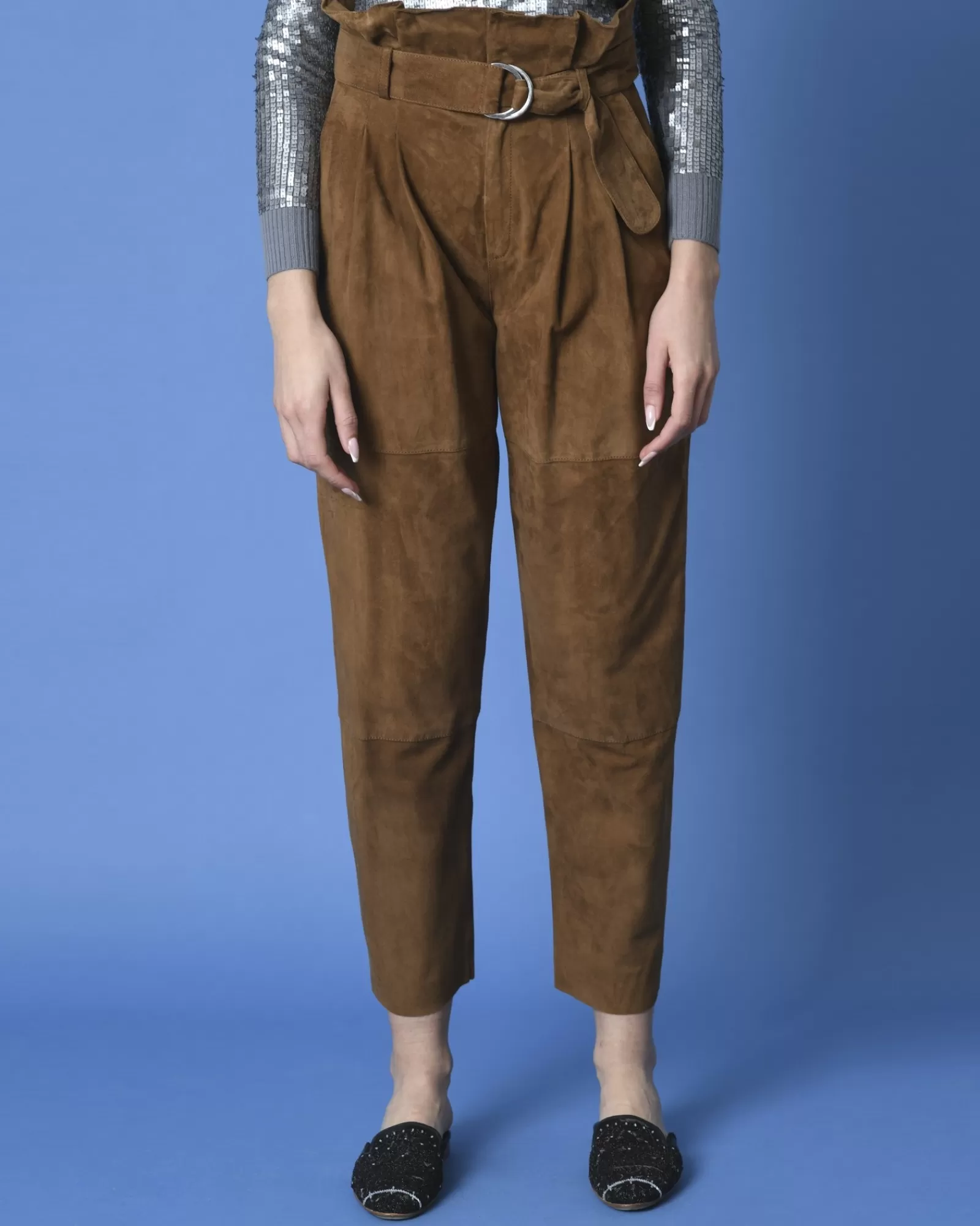 La Piscine Paris Pantalon en daim P.A.R.O.S.H Marron Best