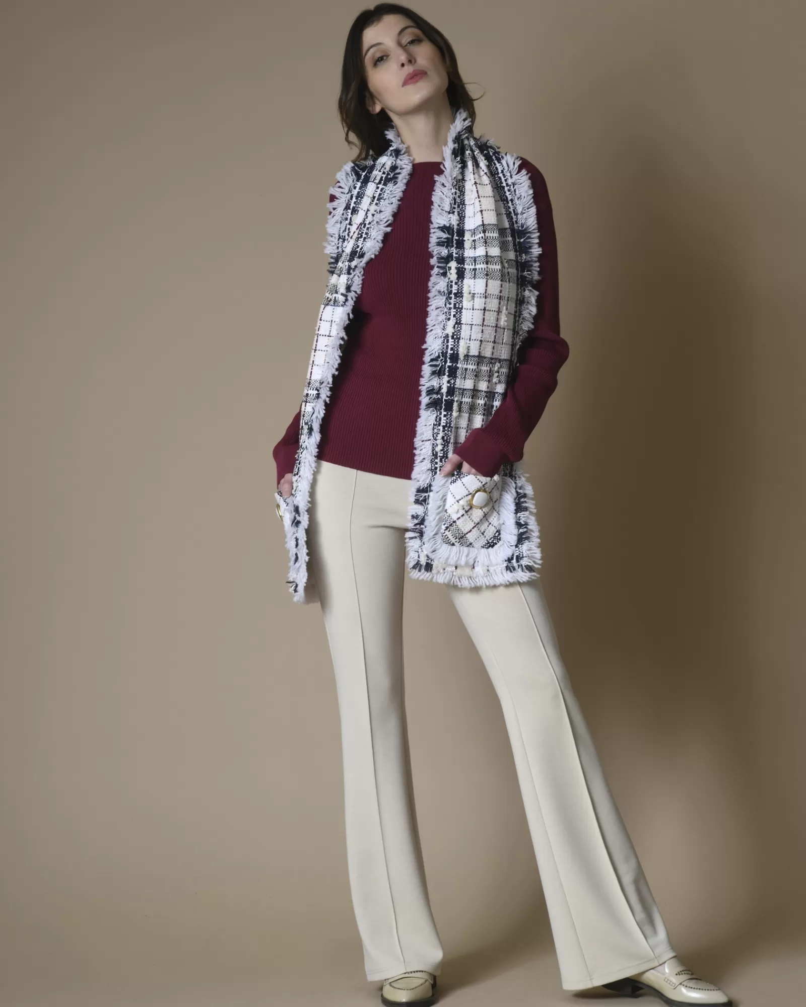 La Piscine Paris Pantalon en jersey évasé Edward Achour Beige Outlet