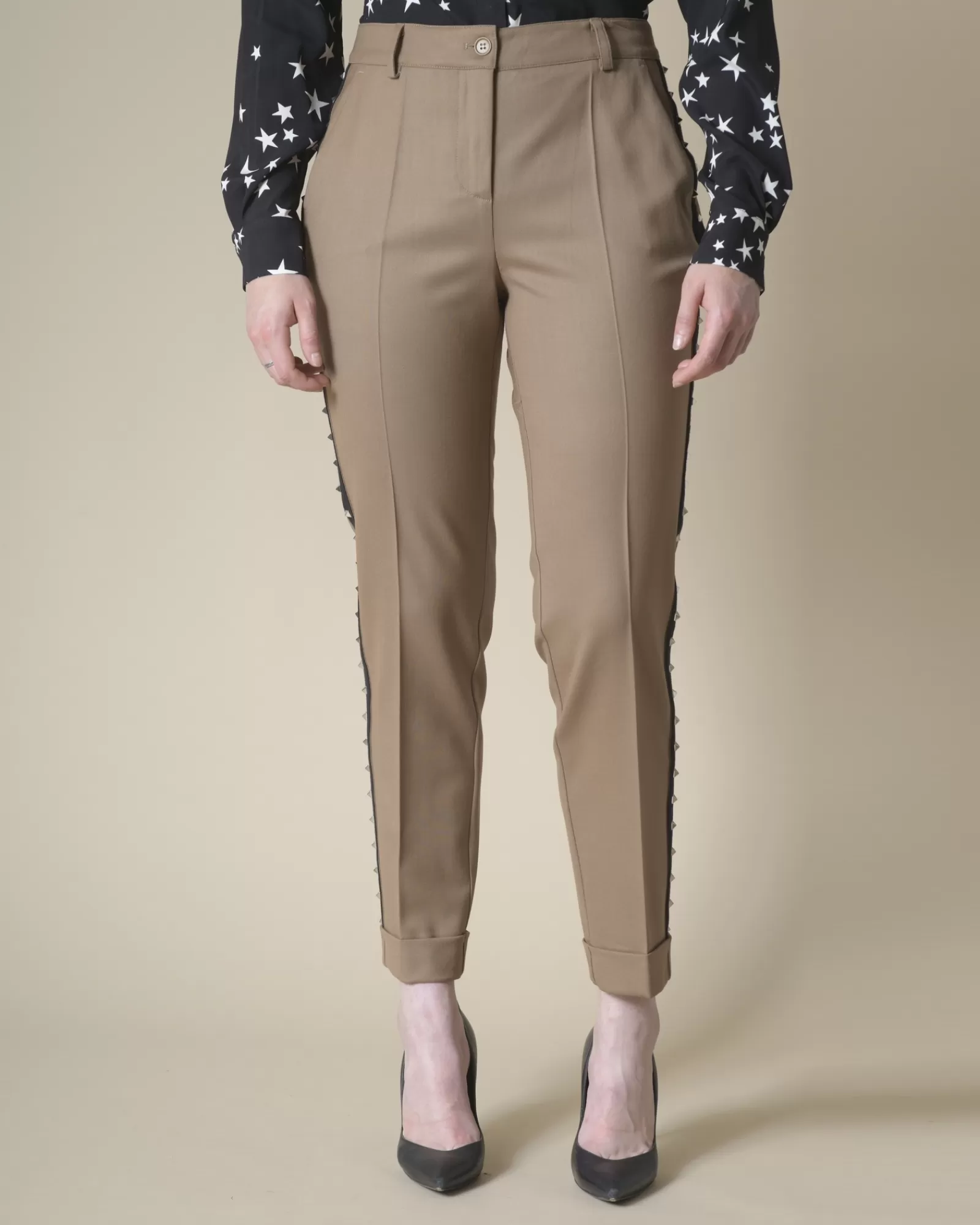 La Piscine Paris Pantalon en laine à clous P.A.R.O.S.H Camel Best
