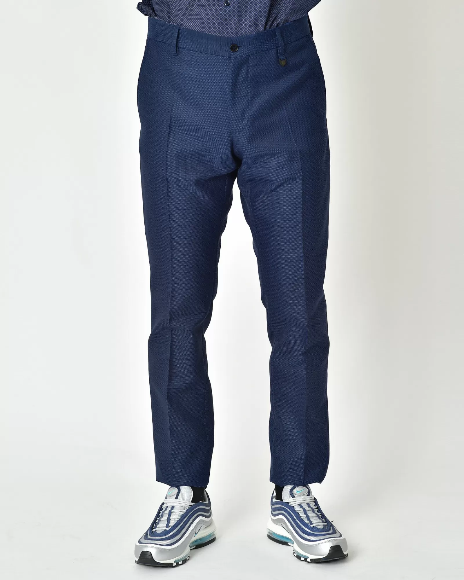 La Piscine Paris Pantalon en laine à imprimé Lords & Fools Bleu Sale
