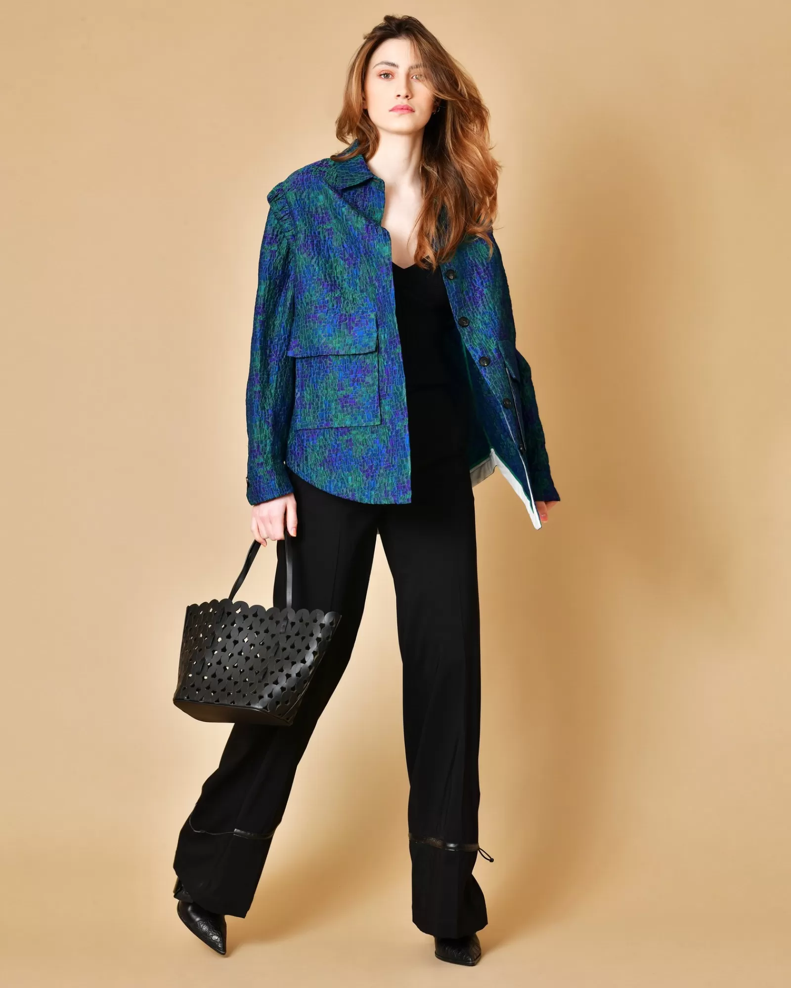La Piscine Paris Pantalon en laine à ourlet réglable Malloni Noir Outlet
