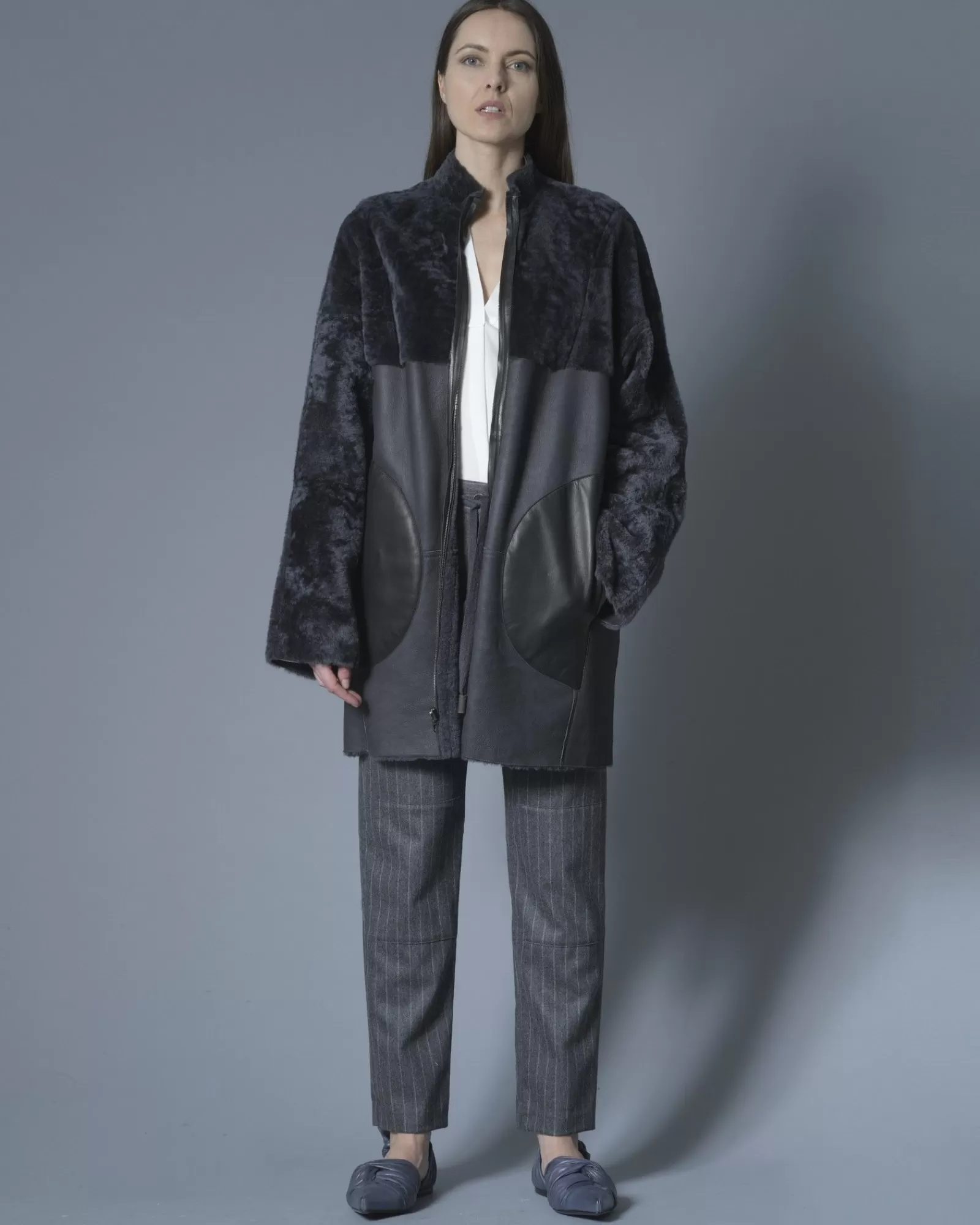 La Piscine Paris Pantalon en laine et cachemire à rayures Eleventy Gris Outlet