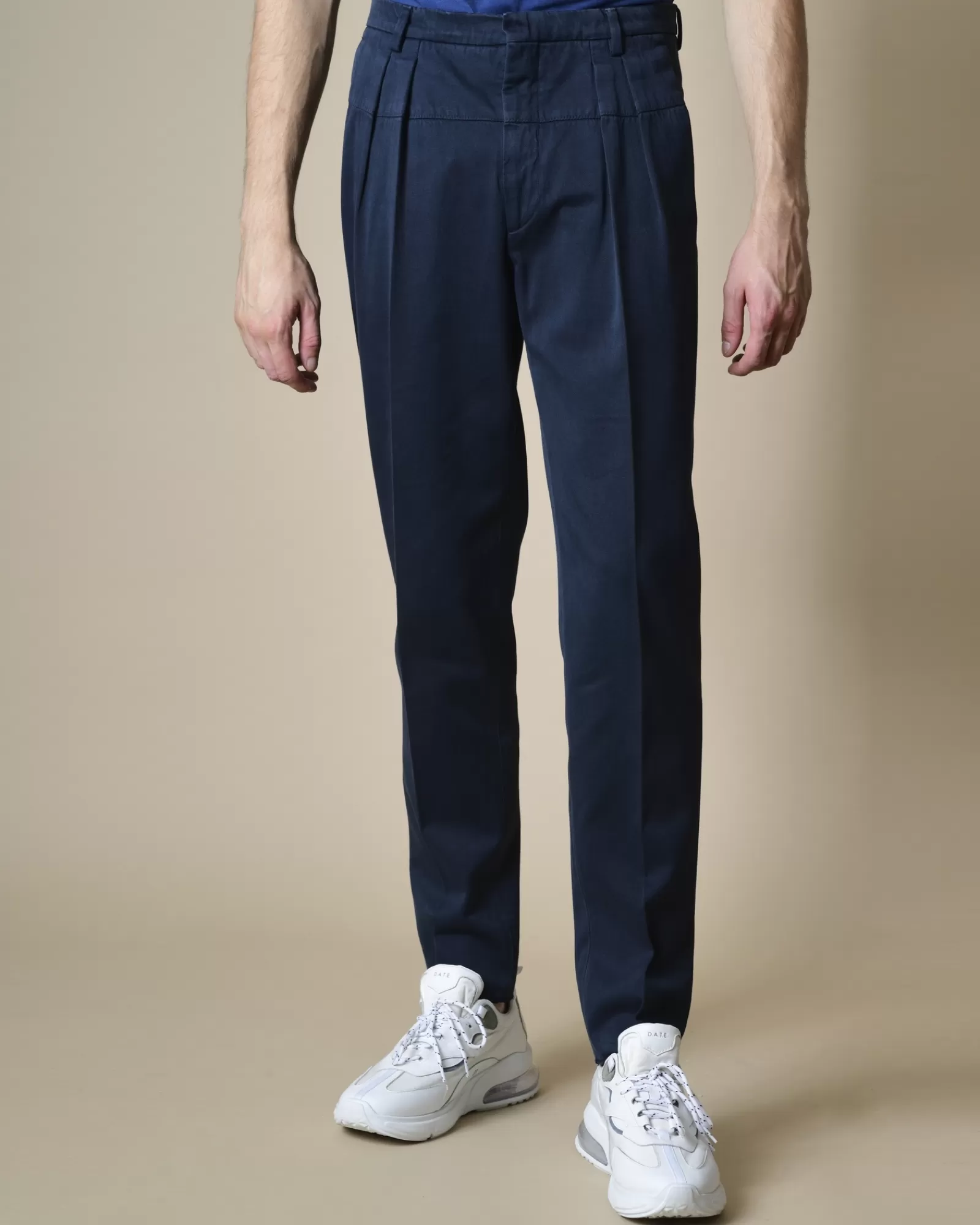 La Piscine Paris Pantalon en laine et coton à plis Gabriele Pasini Bleu Discount