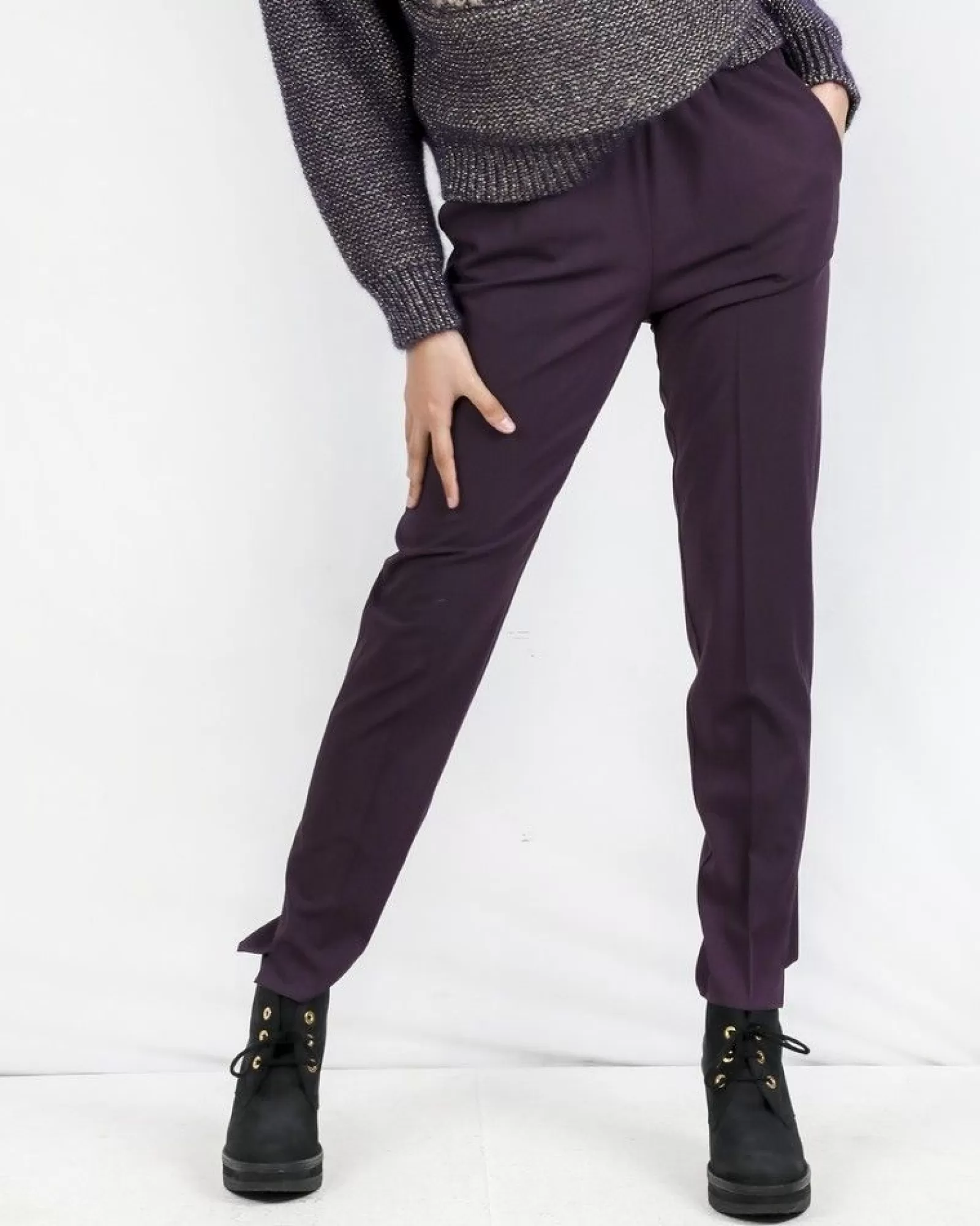 La Piscine Paris Pantalon en laine prune Forte Forte Violet Flash Sale