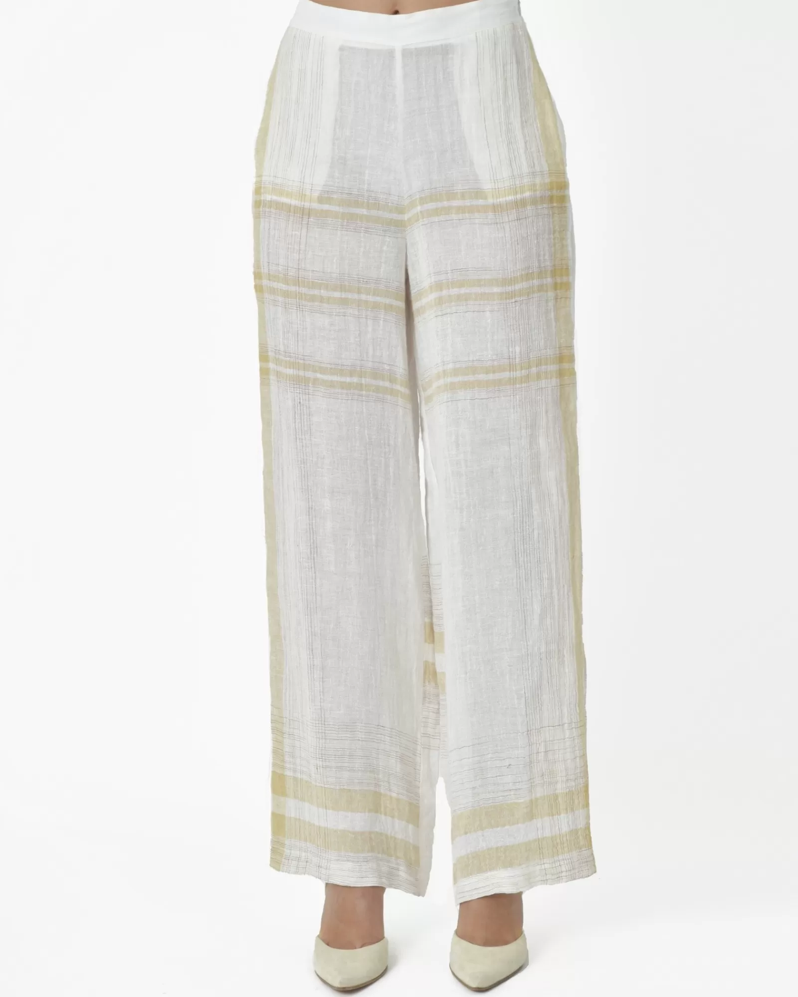 La Piscine Paris Pantalon en lin coupe large Stefano Mortari Blanc Flash Sale