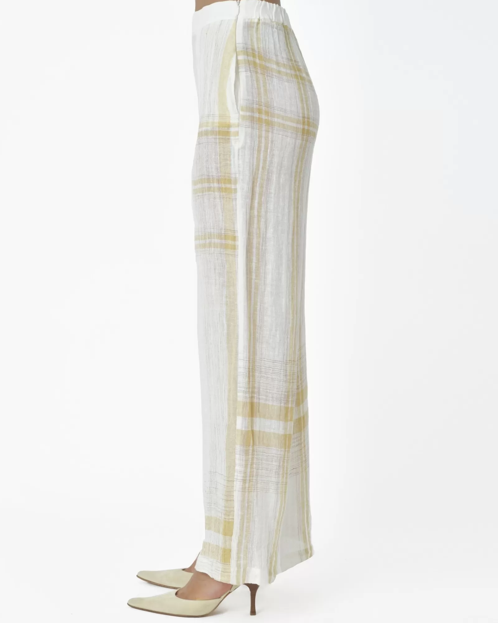 La Piscine Paris Pantalon en lin coupe large Stefano Mortari Blanc Flash Sale