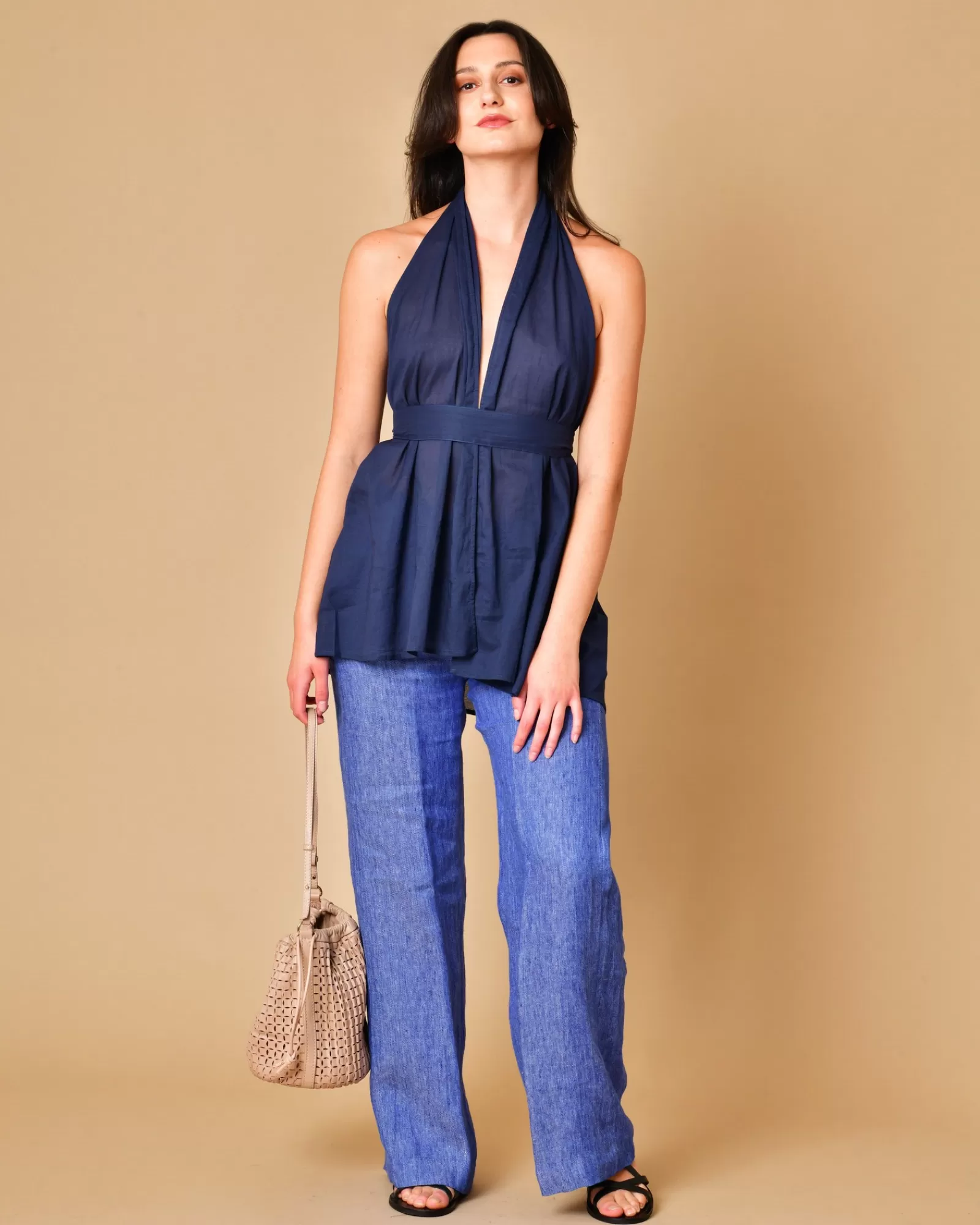 La Piscine Paris Pantalon en lin Diega Bleu Cheap