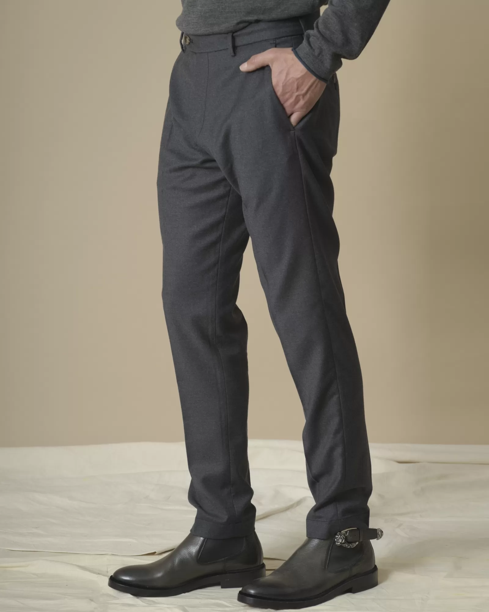 La Piscine Paris Pantalon en sergé de laine Cruna Gris Discount