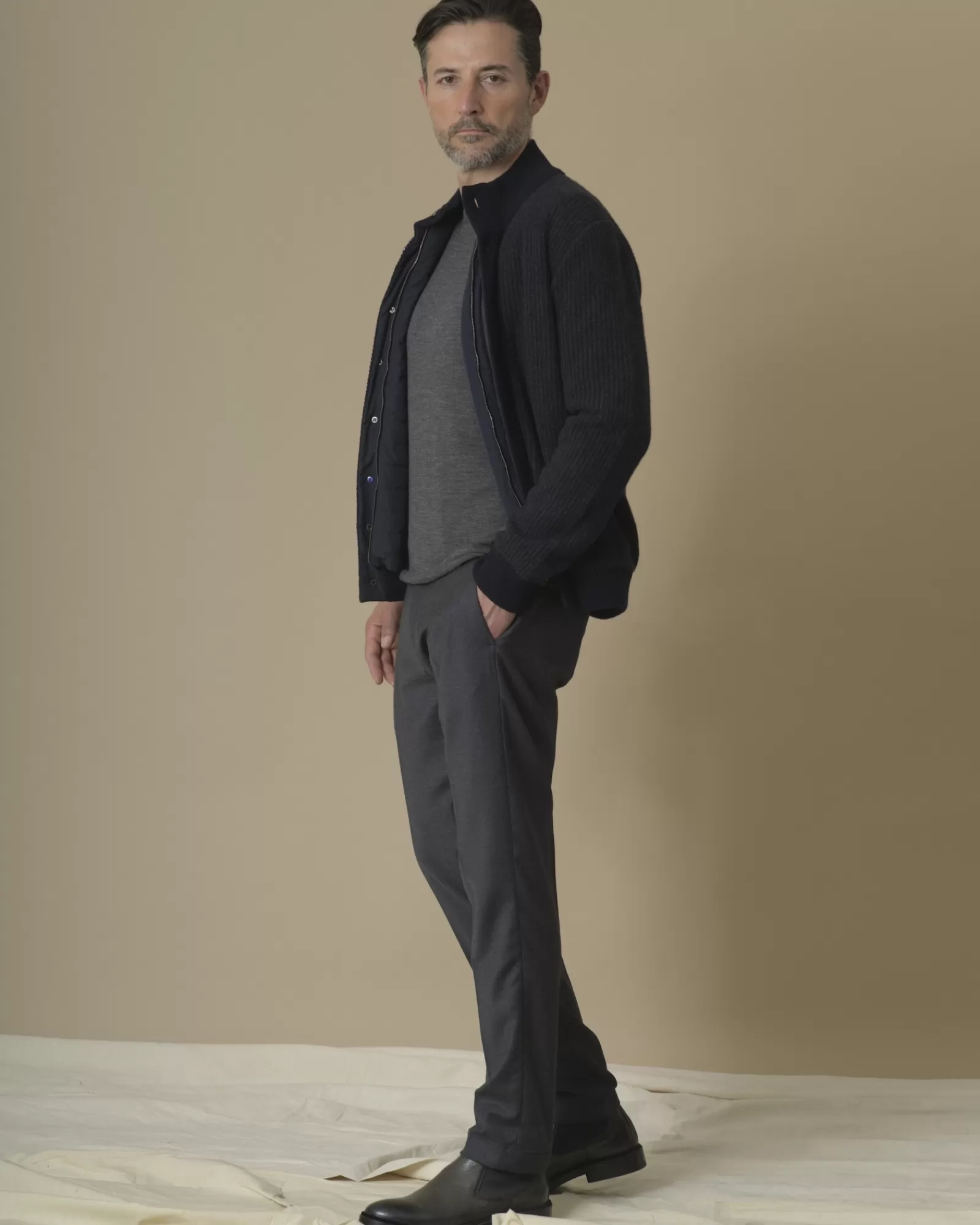La Piscine Paris Pantalon en sergé de laine Cruna Gris Discount