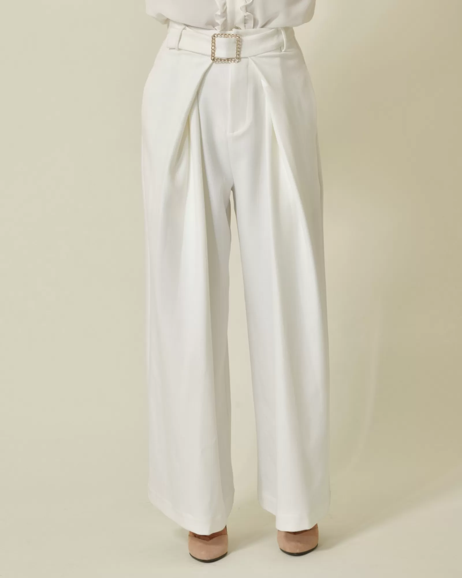 La Piscine Paris Pantalon en serge à ceinture Edward Achour Blanc Cheap