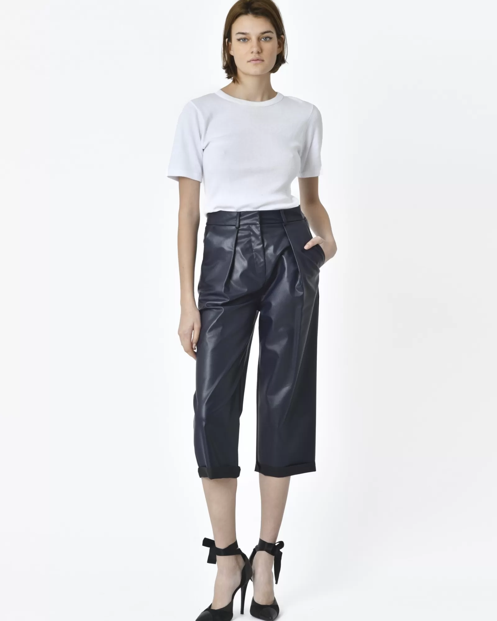 La Piscine Paris Pantalon en simili cuir Space Simona Corsellini Bleu Store
