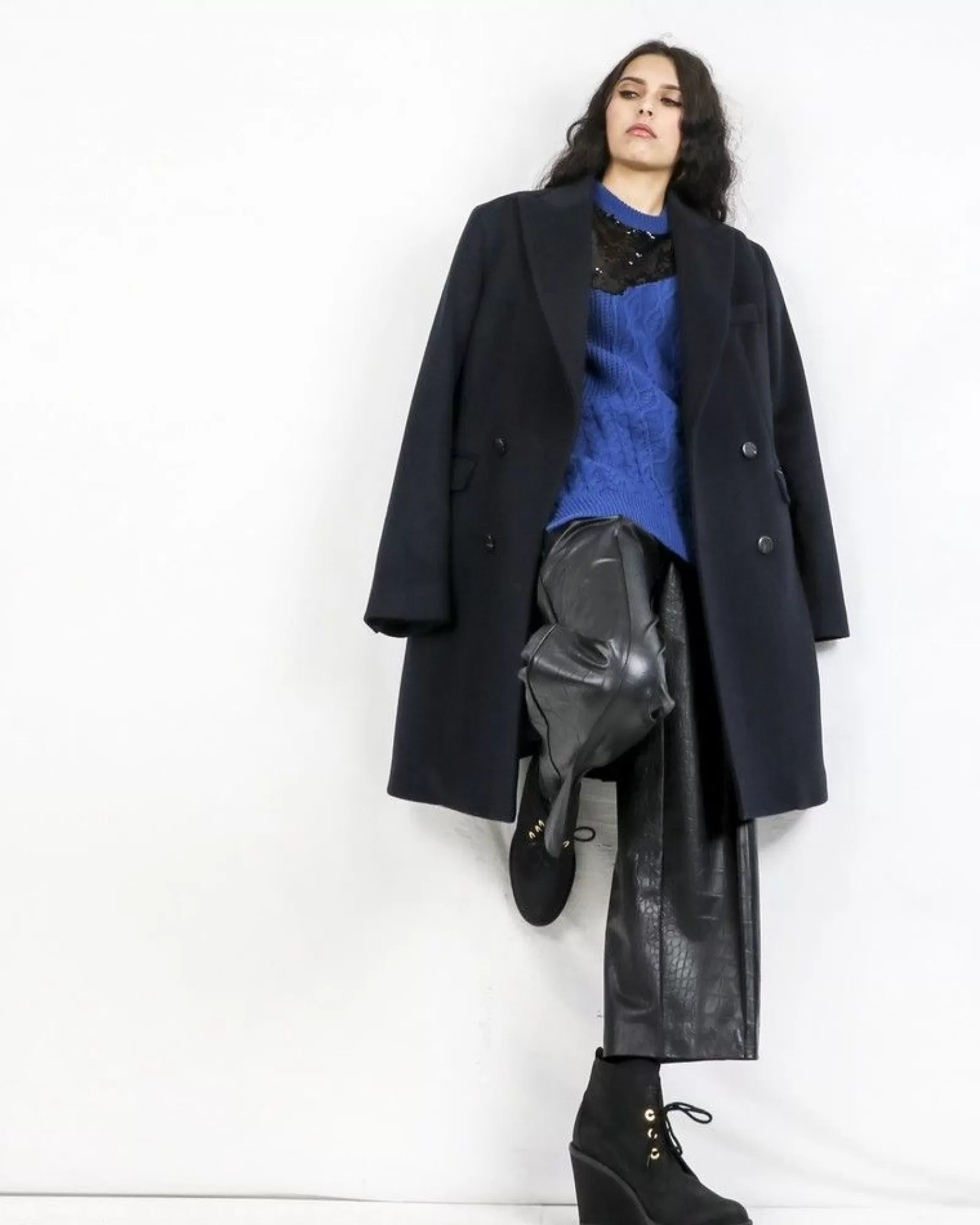 La Piscine Paris Pantalon en simili à imprimé croco Nude Noir Fashion