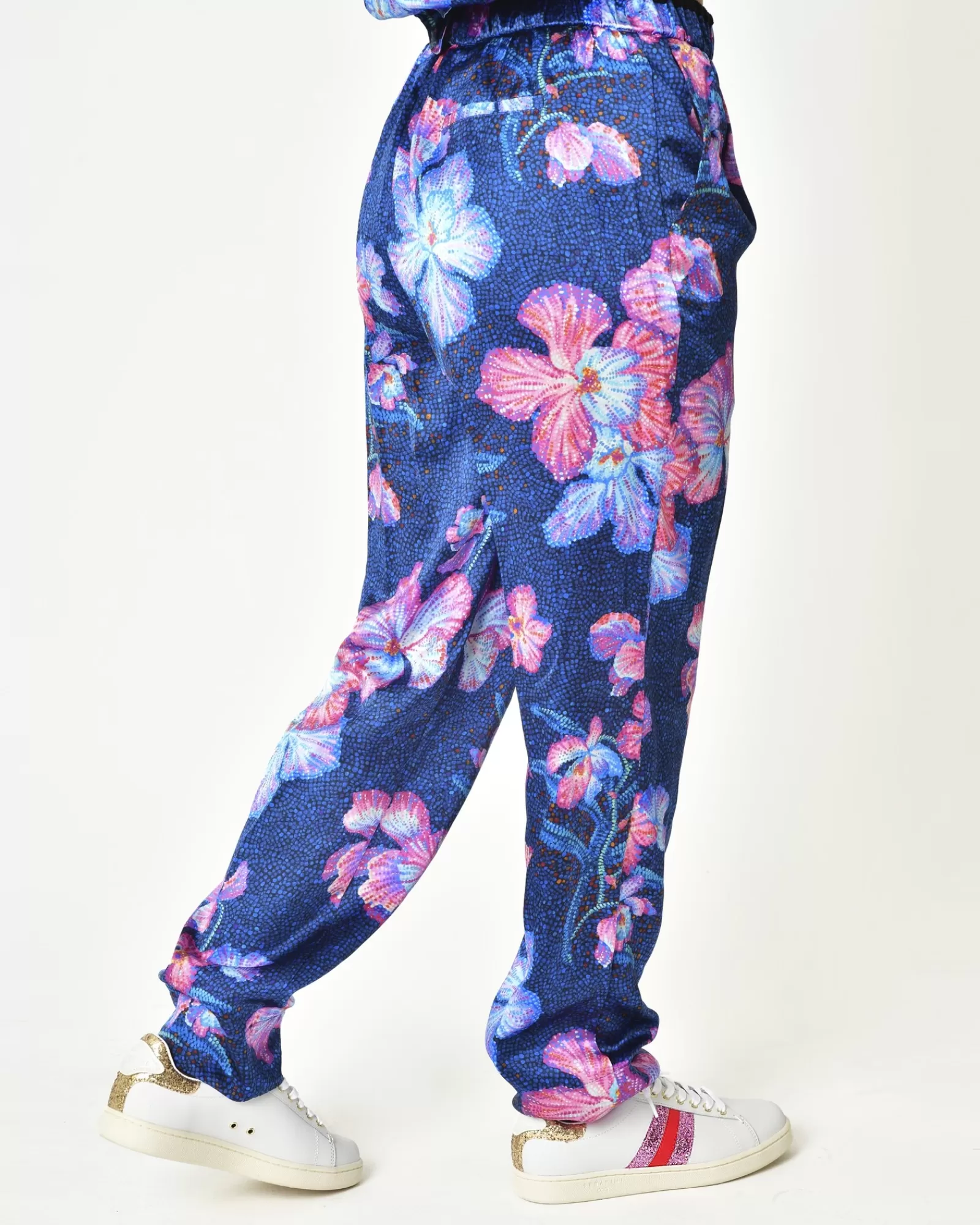 La Piscine Paris Pantalon en soie fleurie Forte Forte Bleu Flash Sale