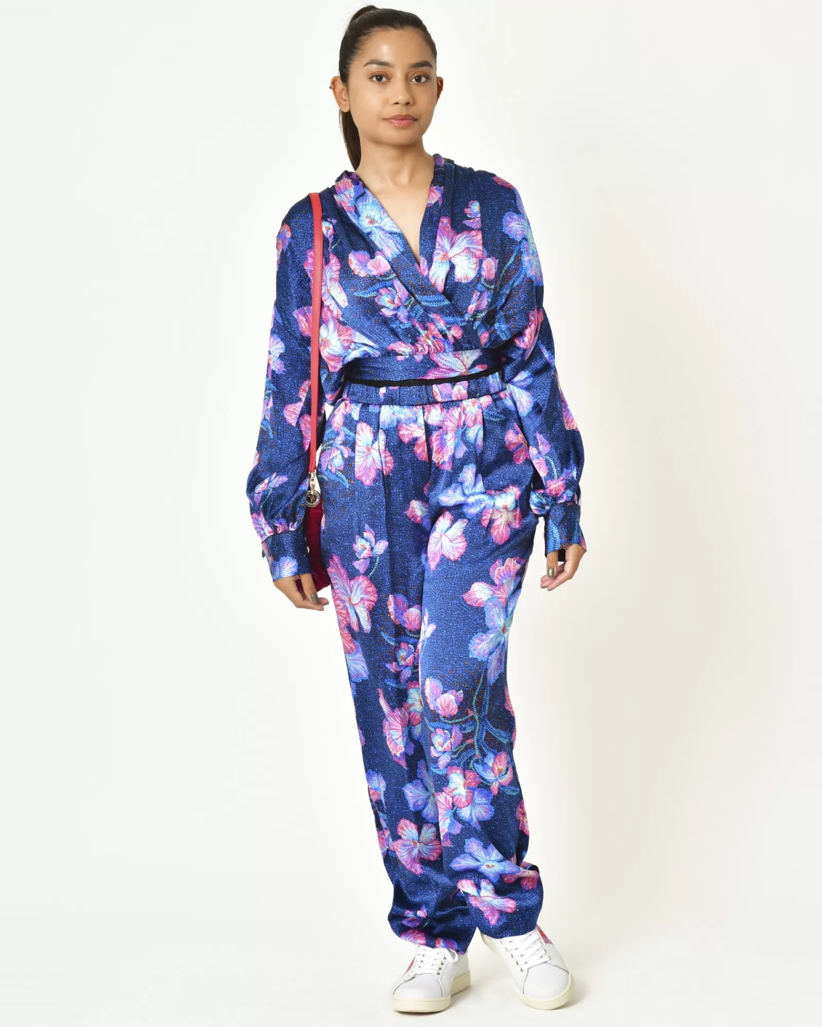 La Piscine Paris Pantalon en soie fleurie Forte Forte Bleu Flash Sale