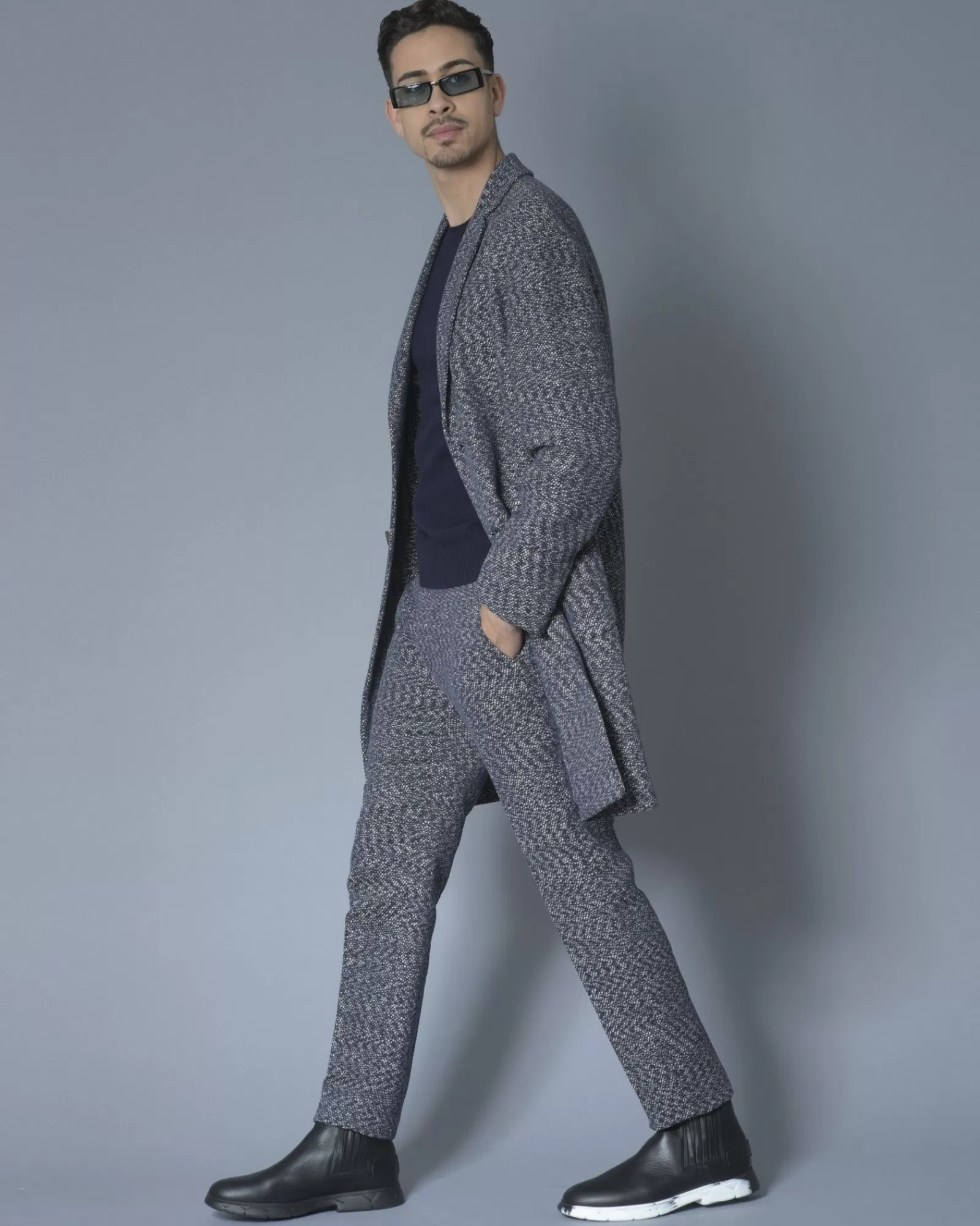 La Piscine Paris Pantalon en tweed de coton mélangé Ly Adams Bleu Shop