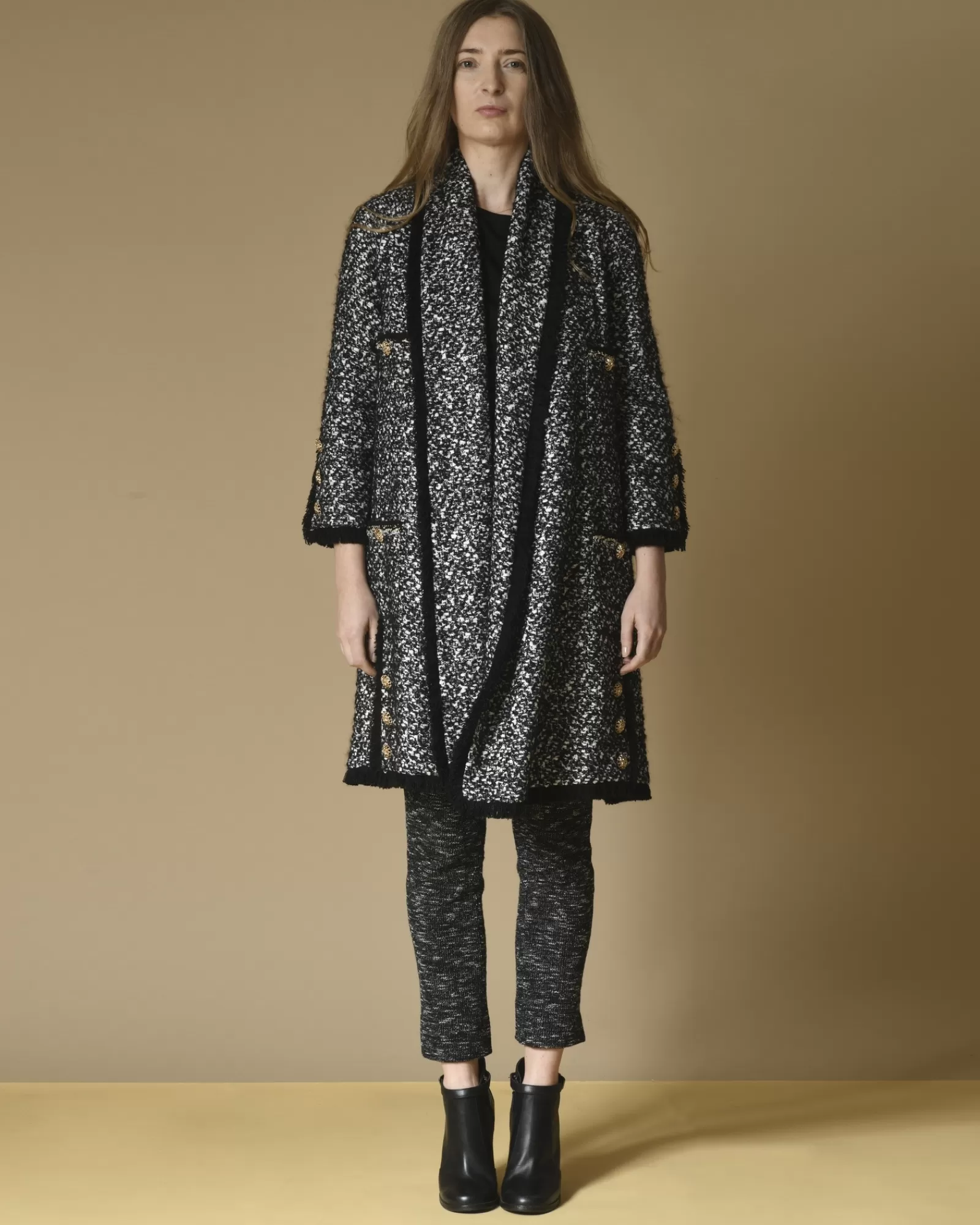 La Piscine Paris Pantalon en tweed de coton mélangé Edward Achour Noir Clearance
