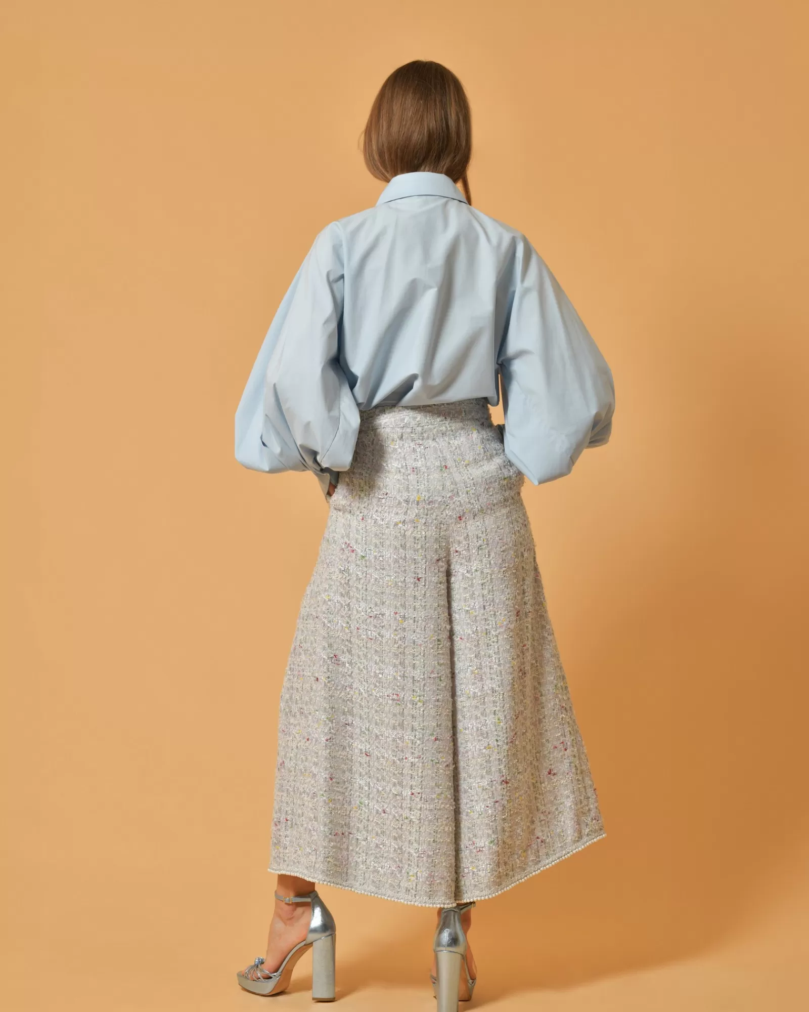 La Piscine Paris Pantalon en tweed large Edward Achour Bleu Cheap