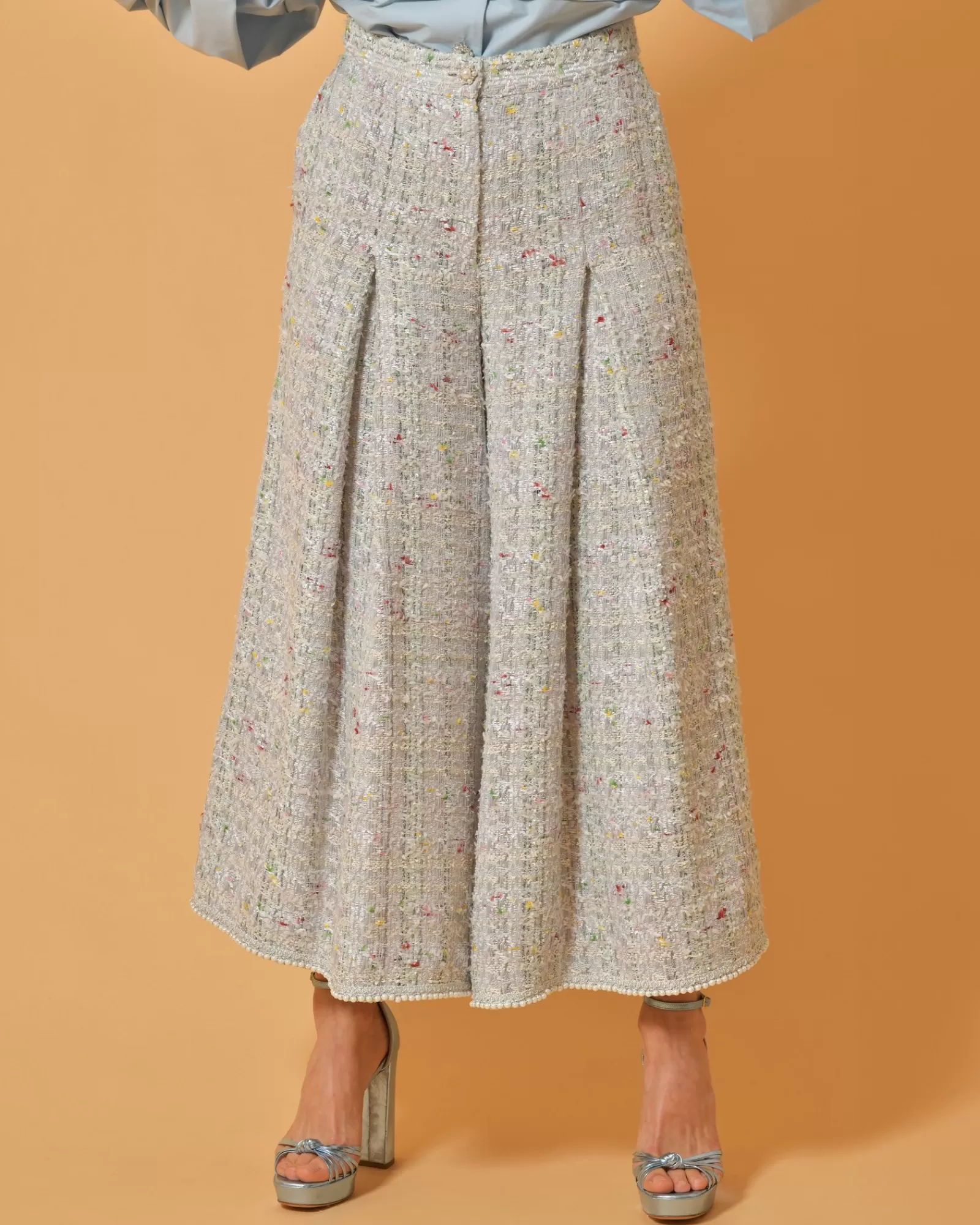 La Piscine Paris Pantalon en tweed large Edward Achour Bleu Cheap