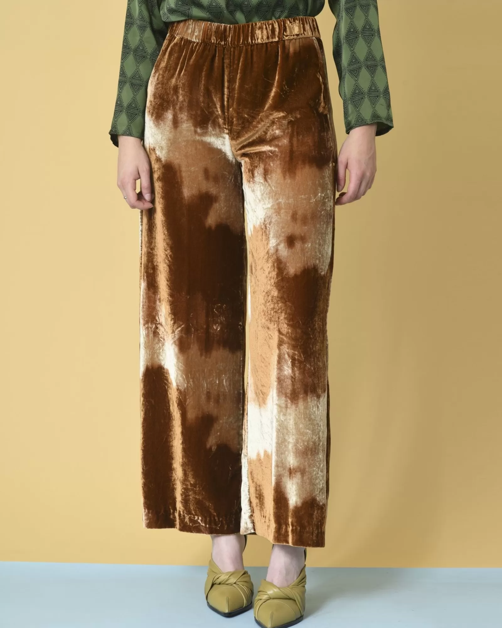 La Piscine Paris Pantalon en velours à effet tie & dye Diega Marron Hot