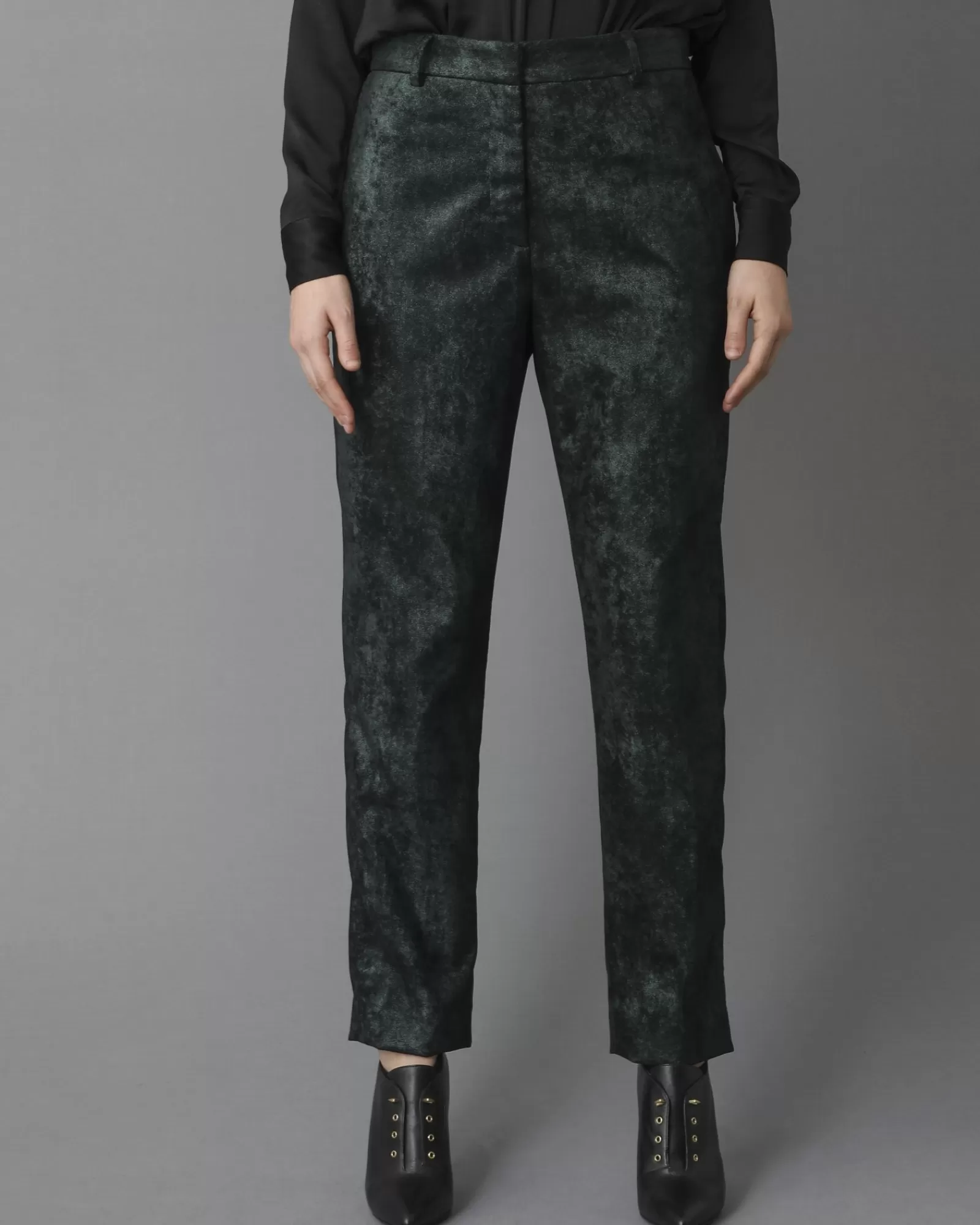 La Piscine Paris Pantalon en velours métallisé Nude Vert Best