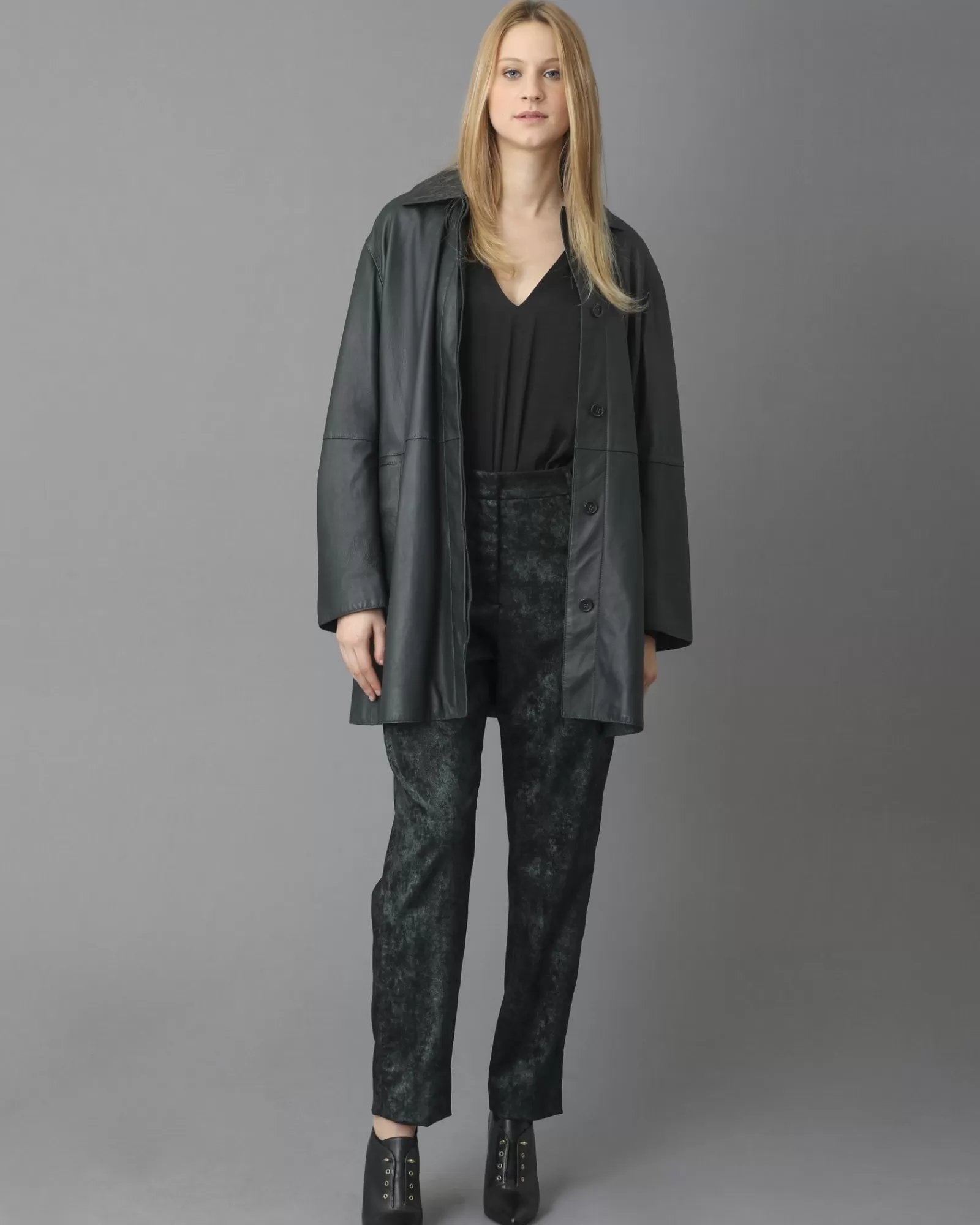La Piscine Paris Pantalon en velours métallisé Nude Vert Best