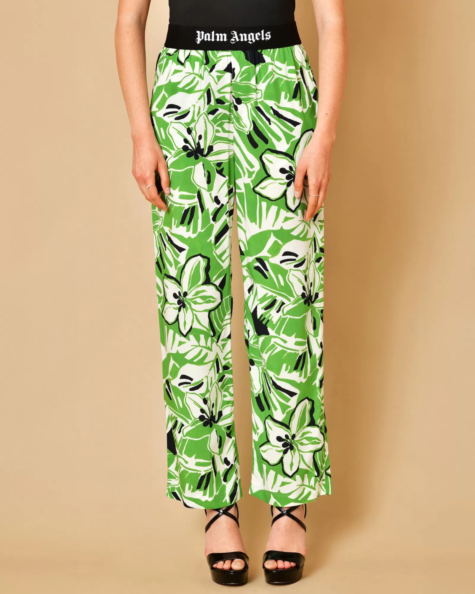 La Piscine Paris Pantalon en viscose à imprimé fleuri Palm Angels Vert Fashion