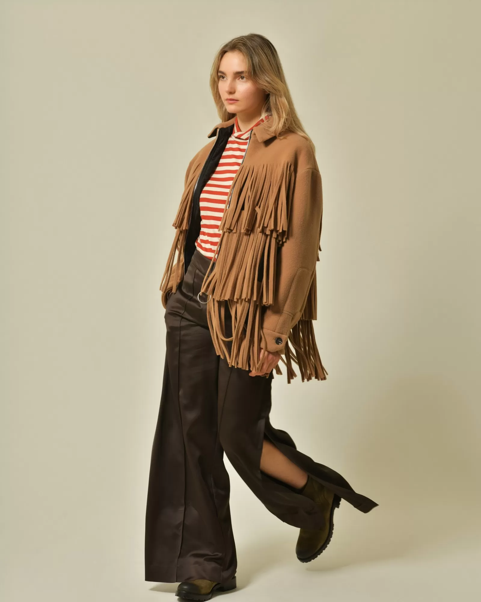 La Piscine Paris Pantalon en viscose et laine Malloni Marron New