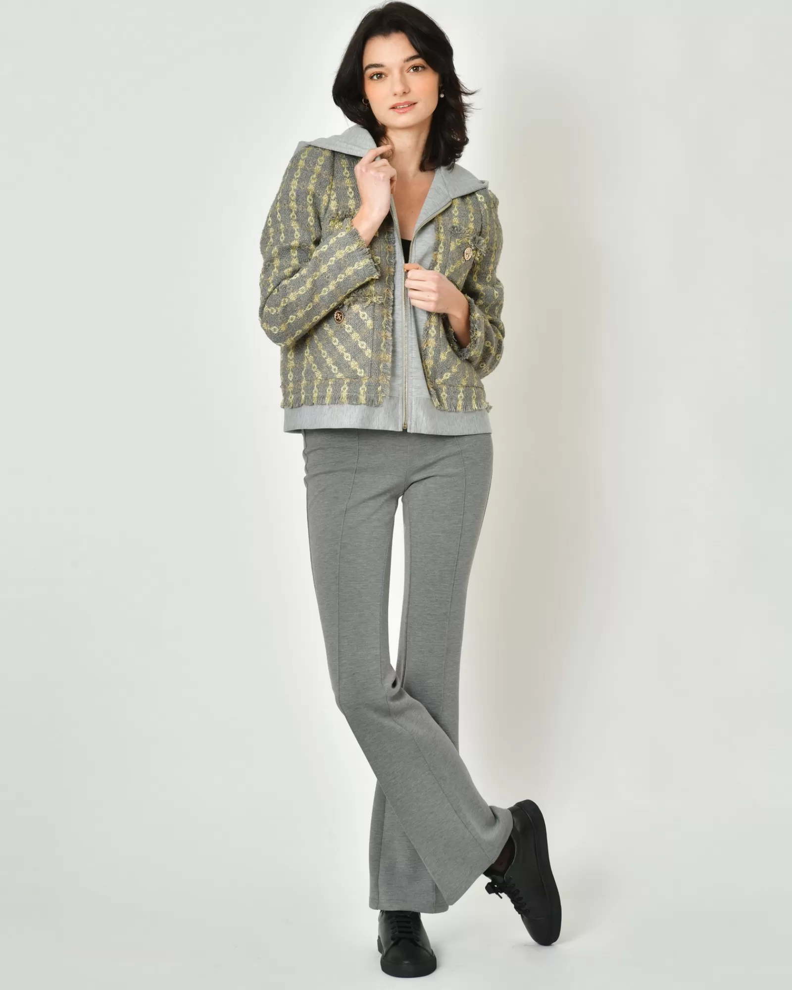 La Piscine Paris Pantalon flare taille haute Edward Achour Gris Cheap