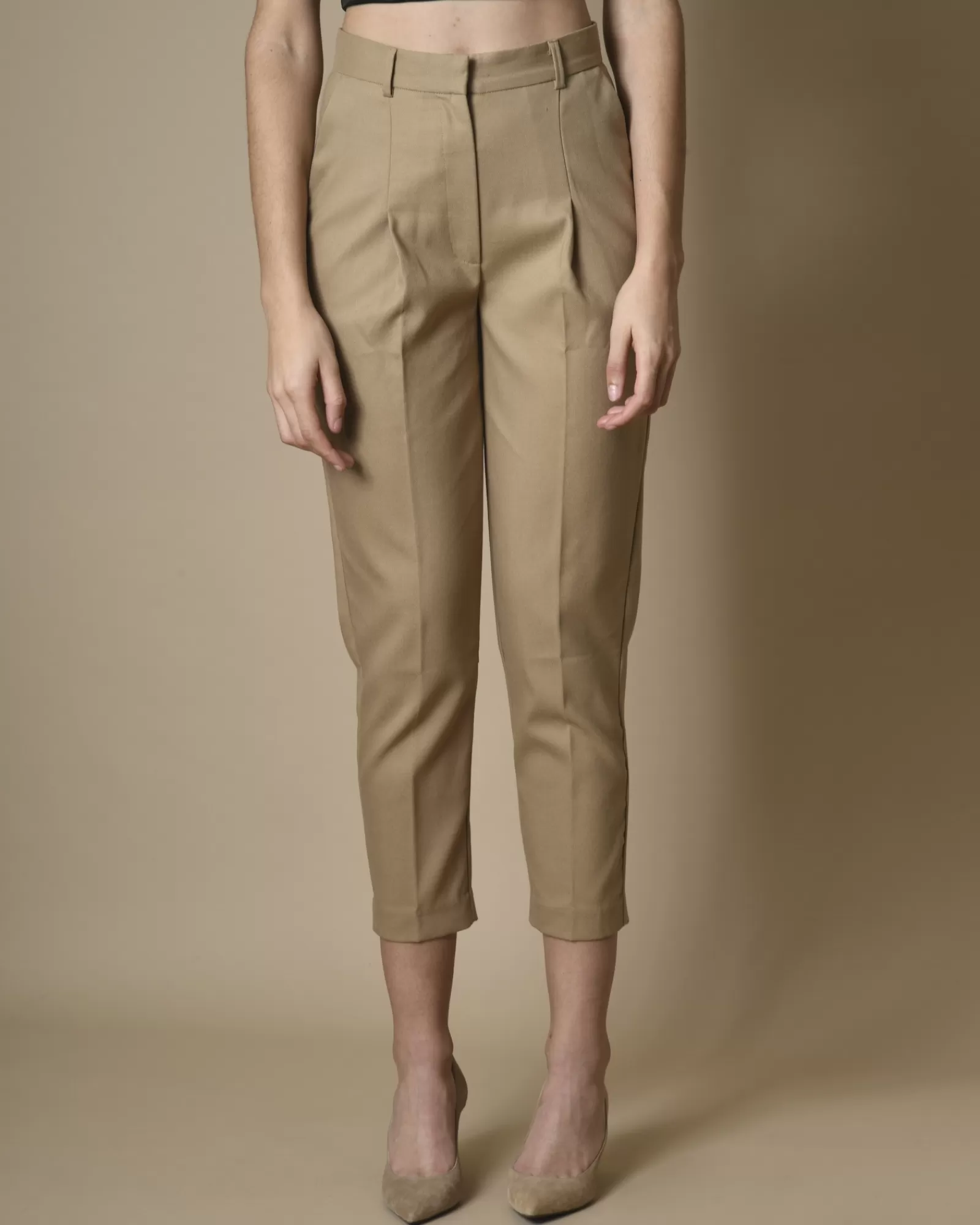 La Piscine Paris Pantalon fuselé en serge à plis Idano Beige Best Sale