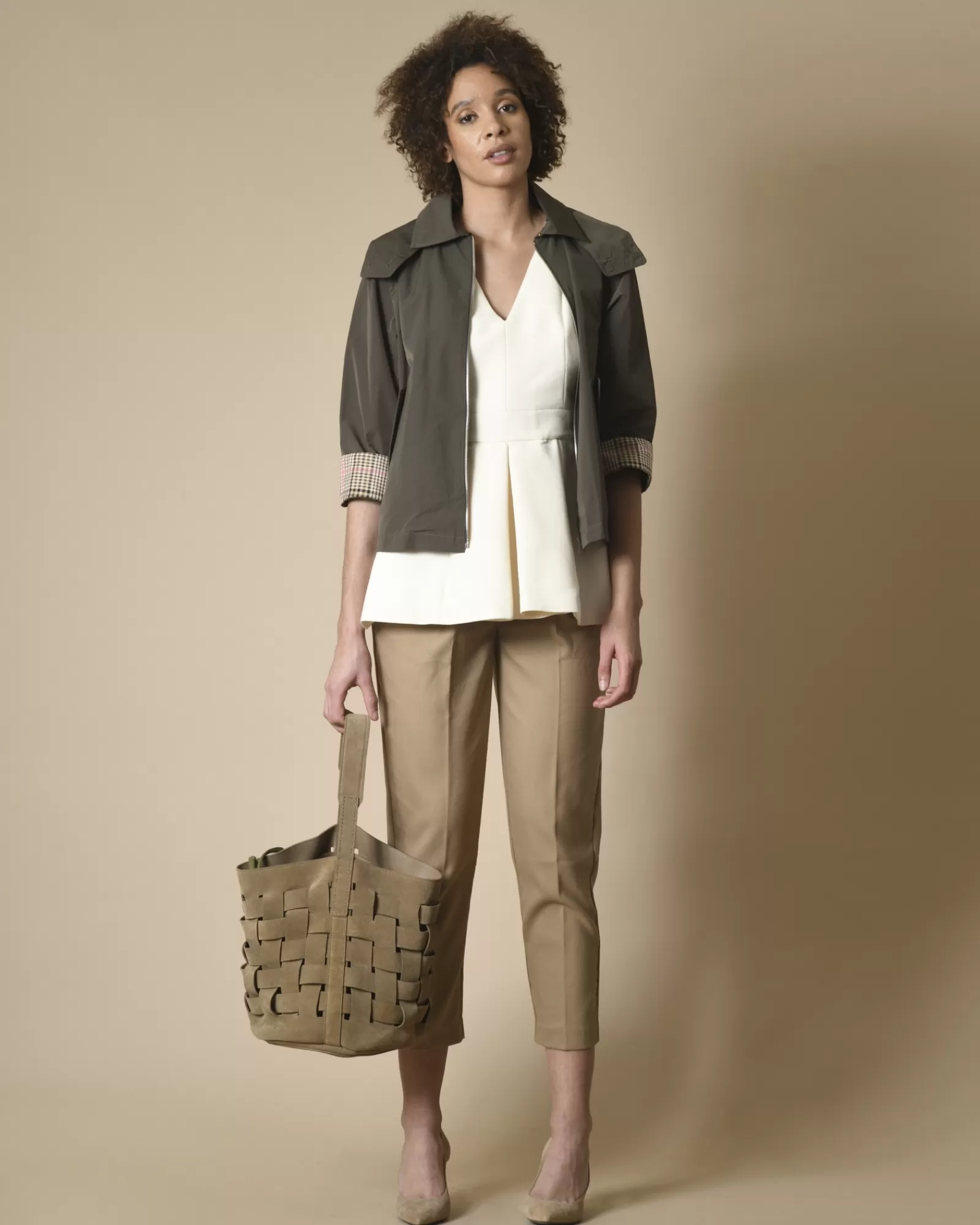 La Piscine Paris Pantalon fuselé en serge à plis Idano Beige Best Sale