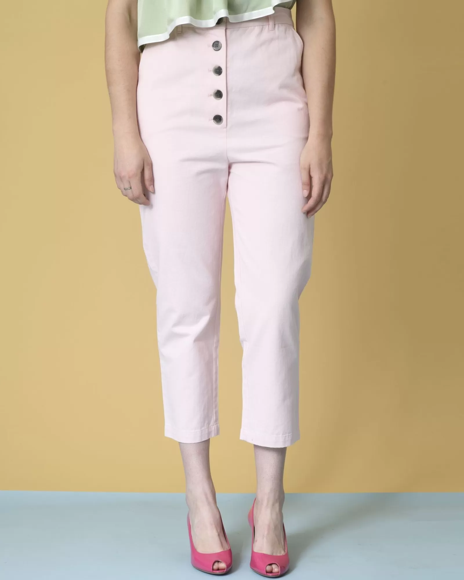 La Piscine Paris Pantalon fuselé raccourci en coton Bella Jones Rose Online